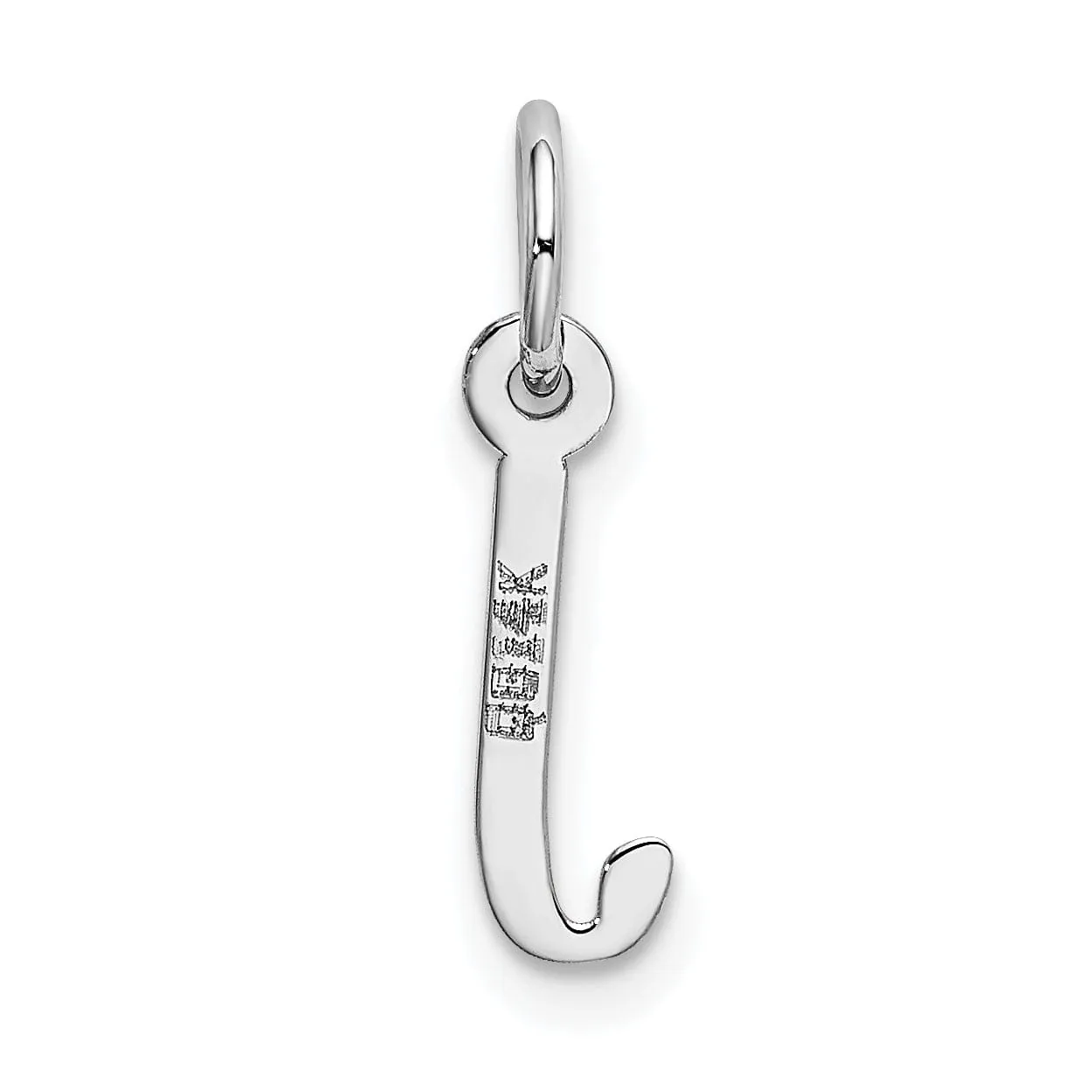 14k White Gold Small Slanted Block Letter J Initial Pendant