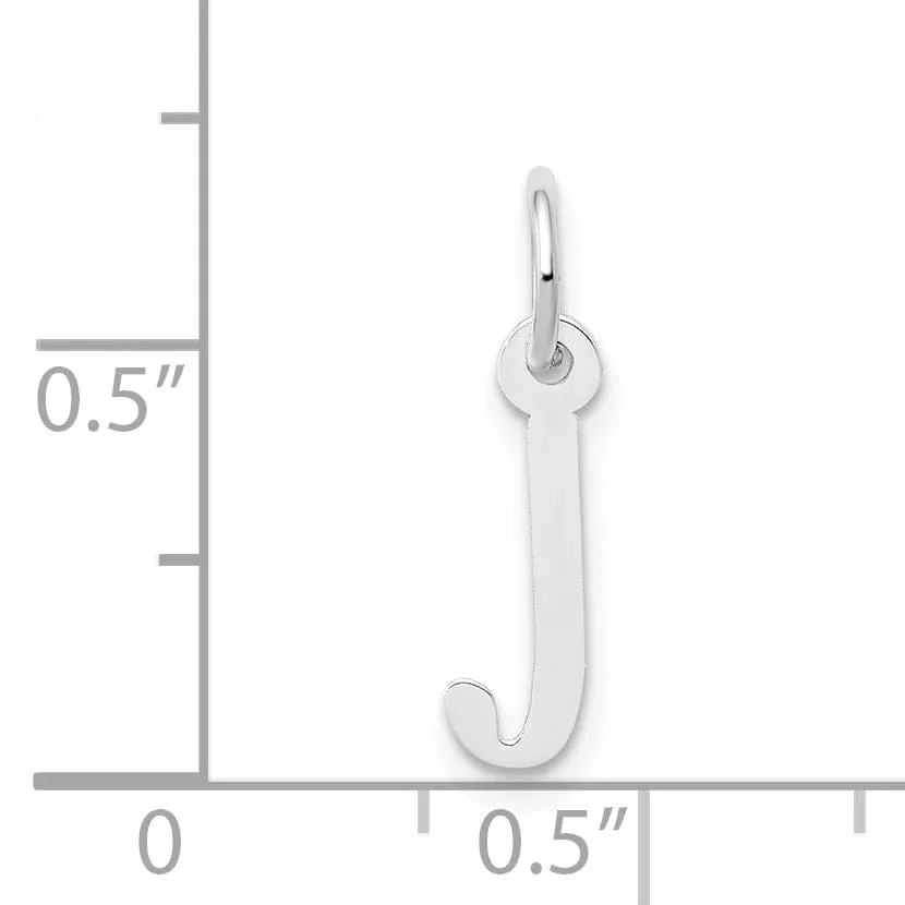 14k White Gold Small Slanted Block Letter J Initial Pendant