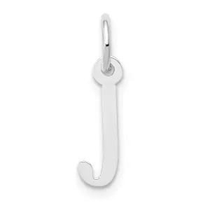 14k White Gold Small Slanted Block Letter J Initial Pendant