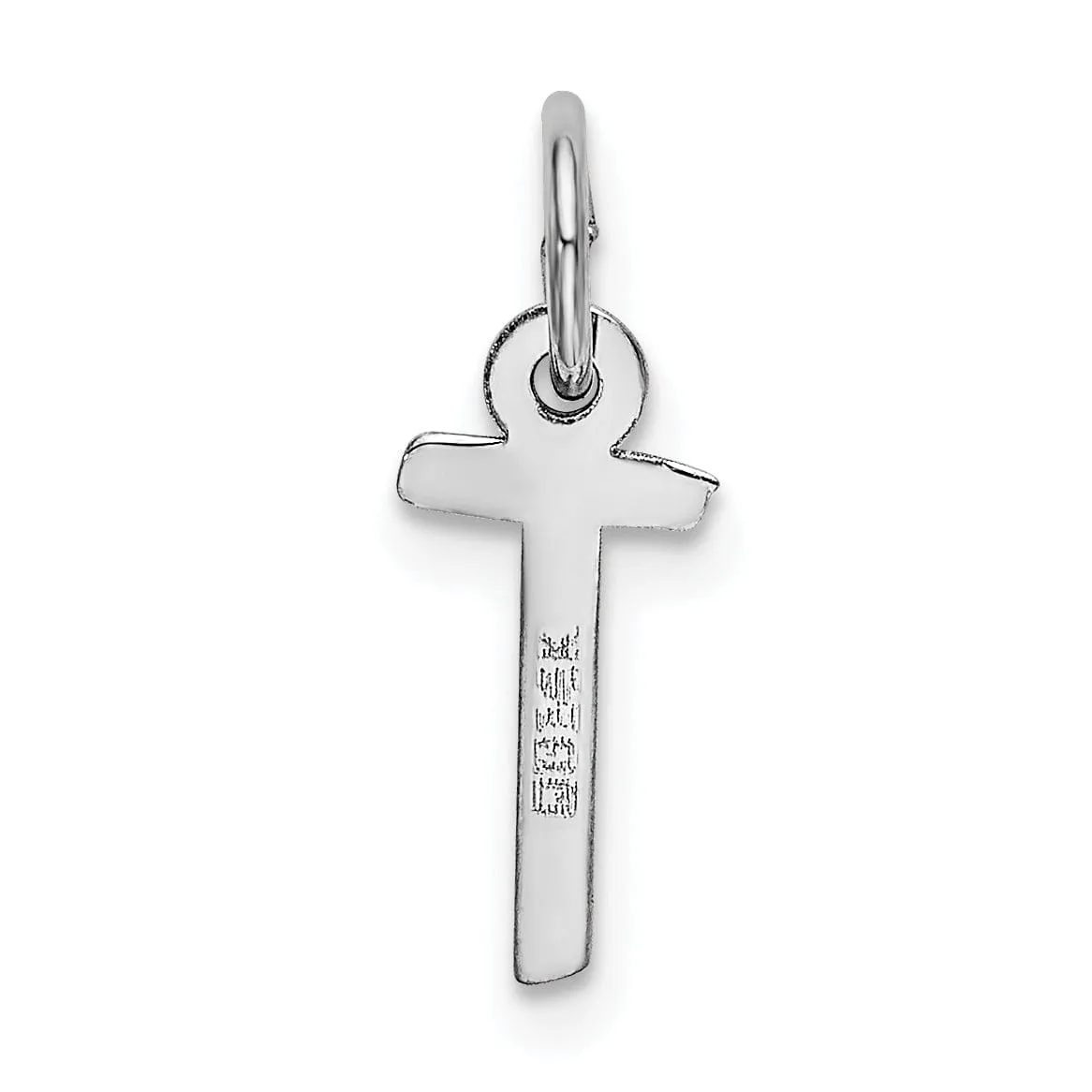 14k White Gold Small Slanted Block Letter T Initial Pendant