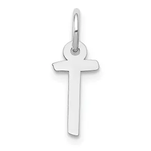 14k White Gold Small Slanted Block Letter T Initial Pendant