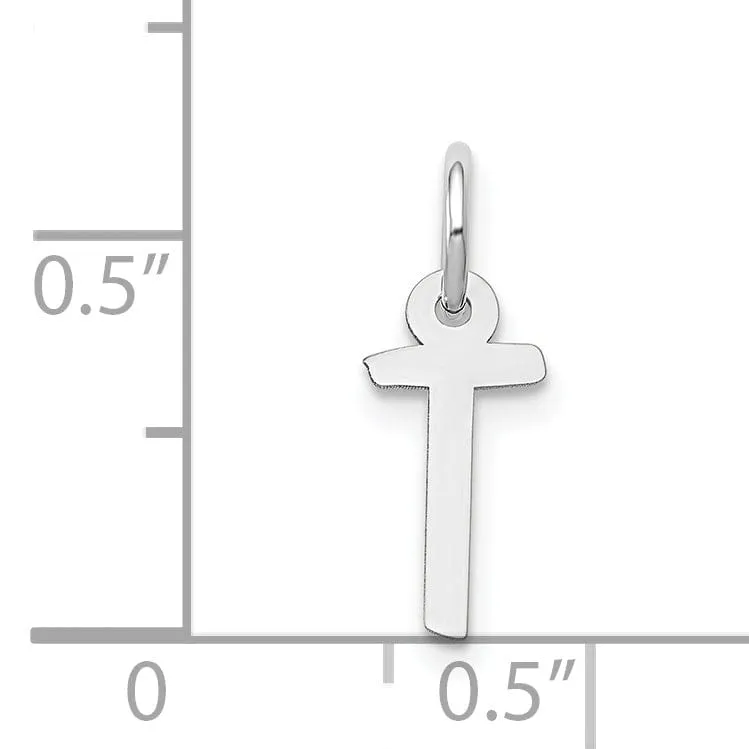 14k White Gold Small Slanted Block Letter T Initial Pendant