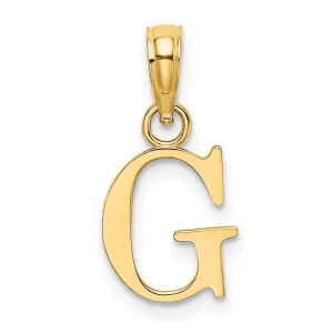 14K Yellow Gold Block Design Small Letter G Initial Charm Pendant