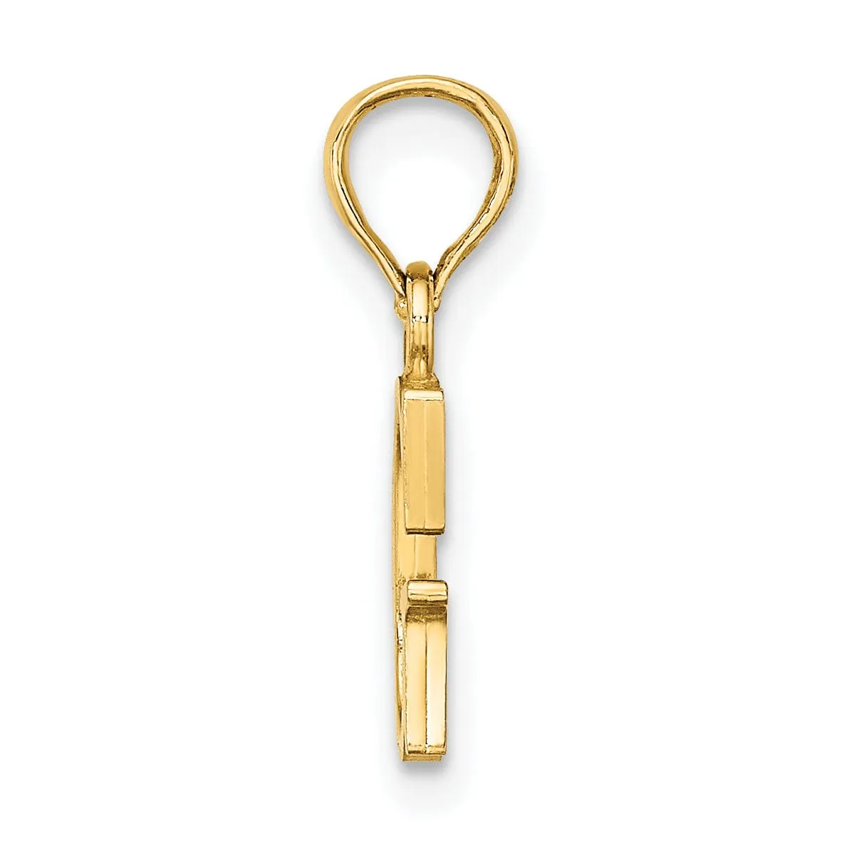 14K Yellow Gold Block Design Small Letter G Initial Charm Pendant