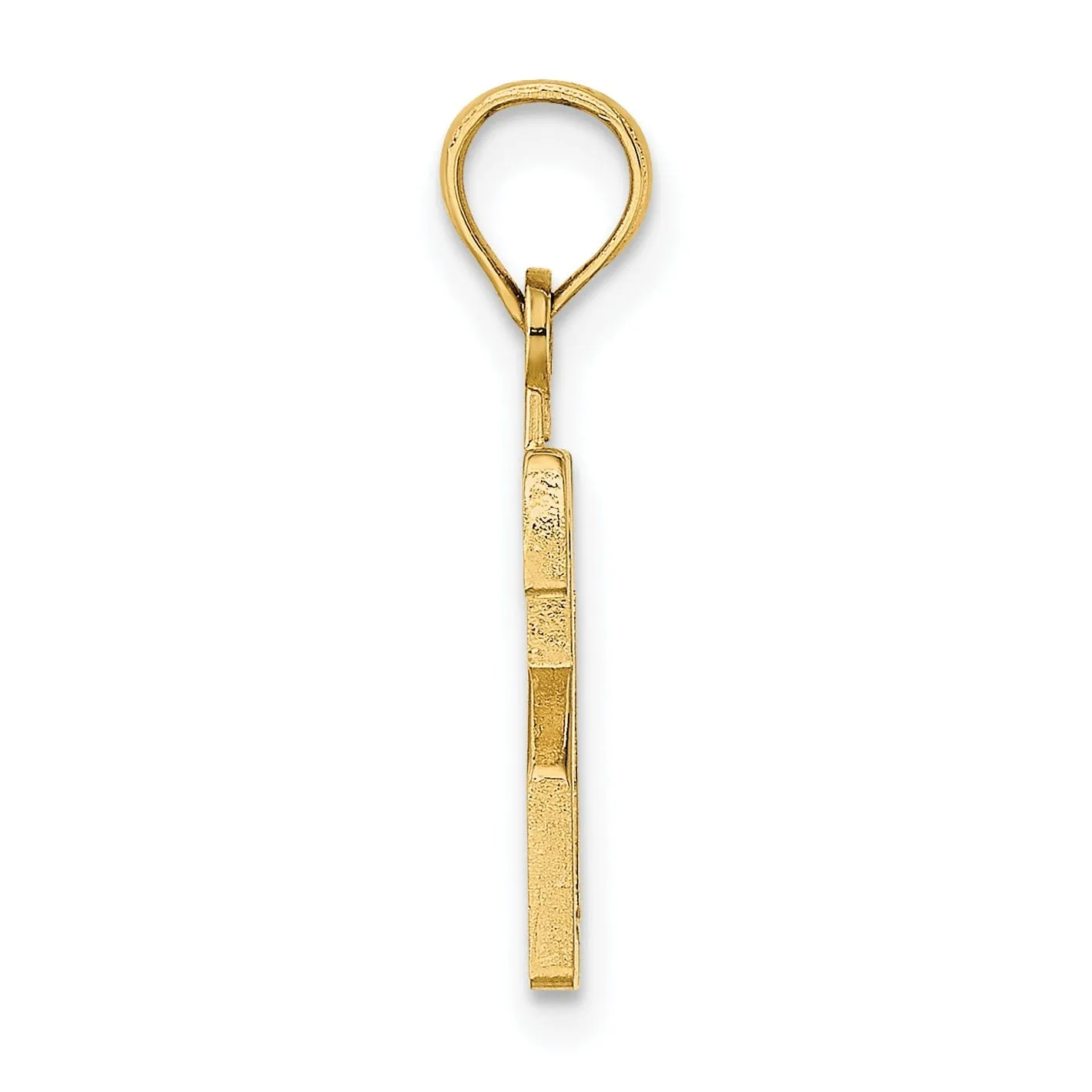 14K Yellow Gold Polished Finished Block Script Design Number 21 Charm Pendant