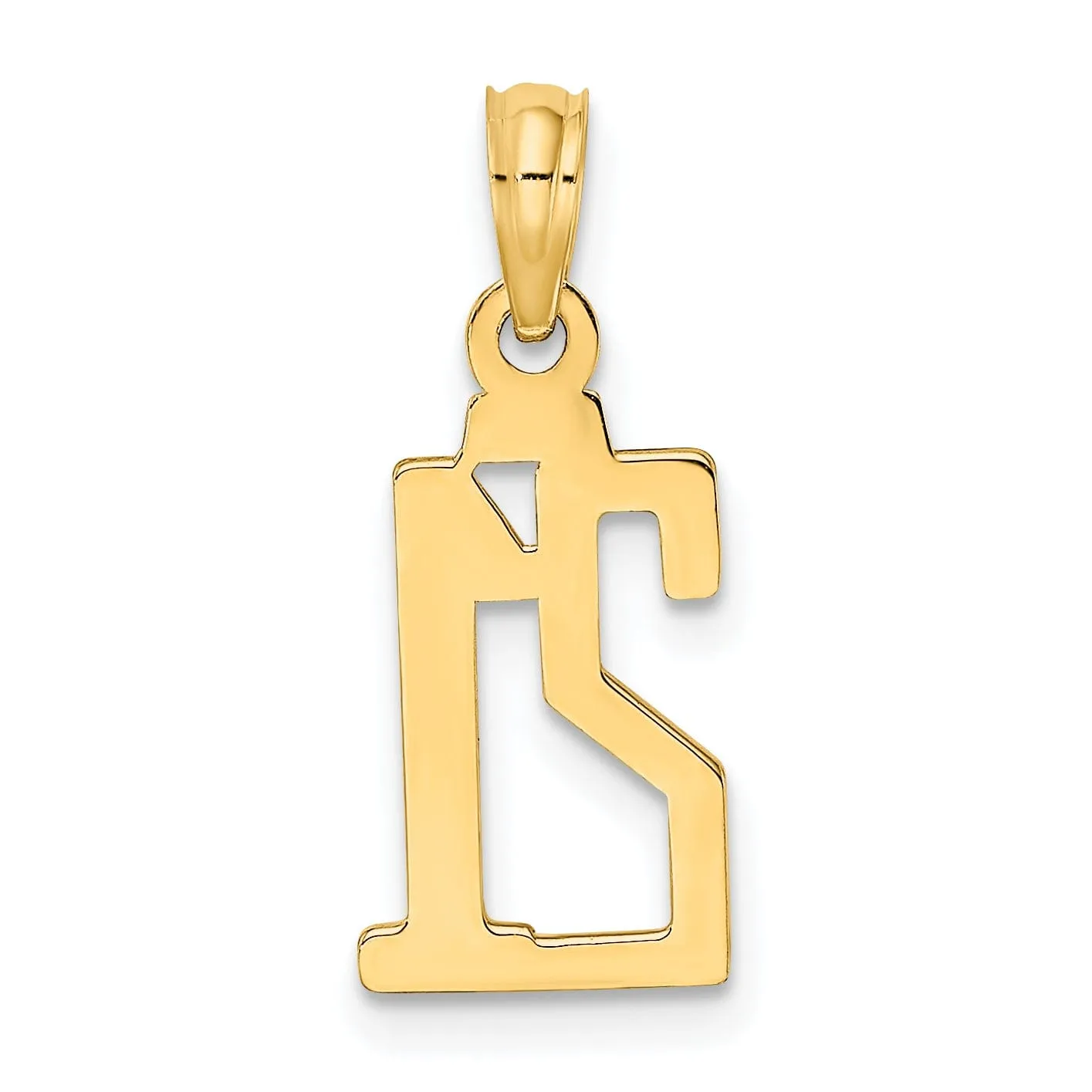 14K Yellow Gold Polished Finished Block Script Design Number 21 Charm Pendant