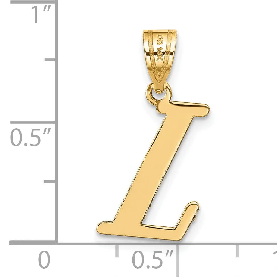 14k Yellow Gold Slanted Design Letter L Initial Charm Pendant