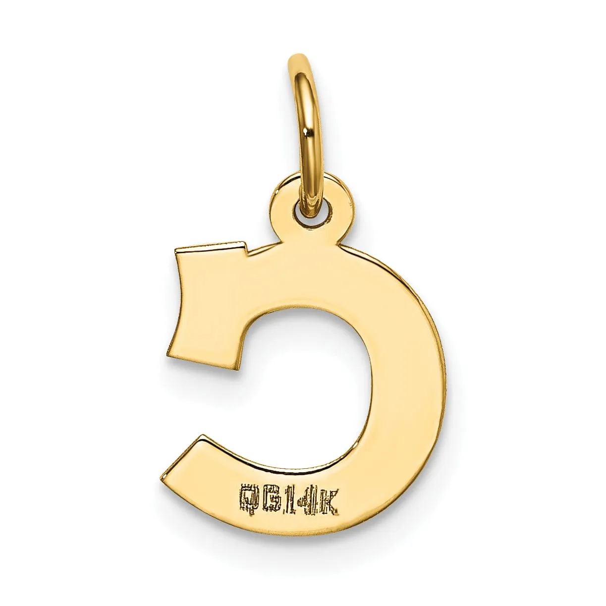 14k Yellow Gold Small Block Design Letter C Initial Pendant