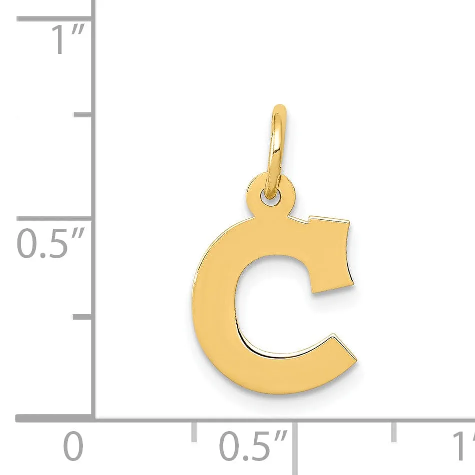 14k Yellow Gold Small Block Design Letter C Initial Pendant