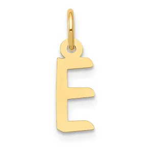 14k Yellow Gold Small Slanted Block Letter E Initial Pendant