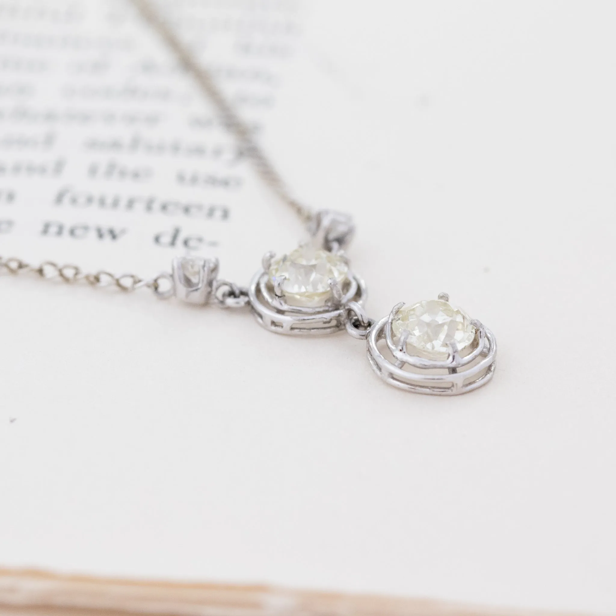1.50ctw Old Mine Cut Diamond Drop Pendant