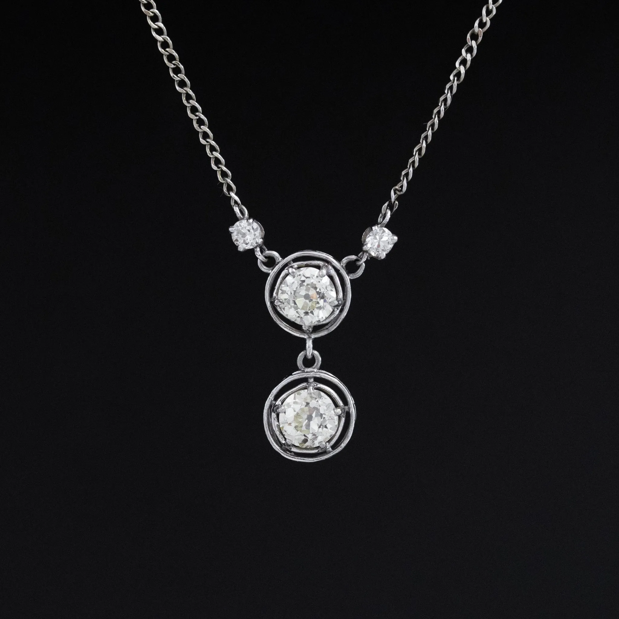 1.50ctw Old Mine Cut Diamond Drop Pendant