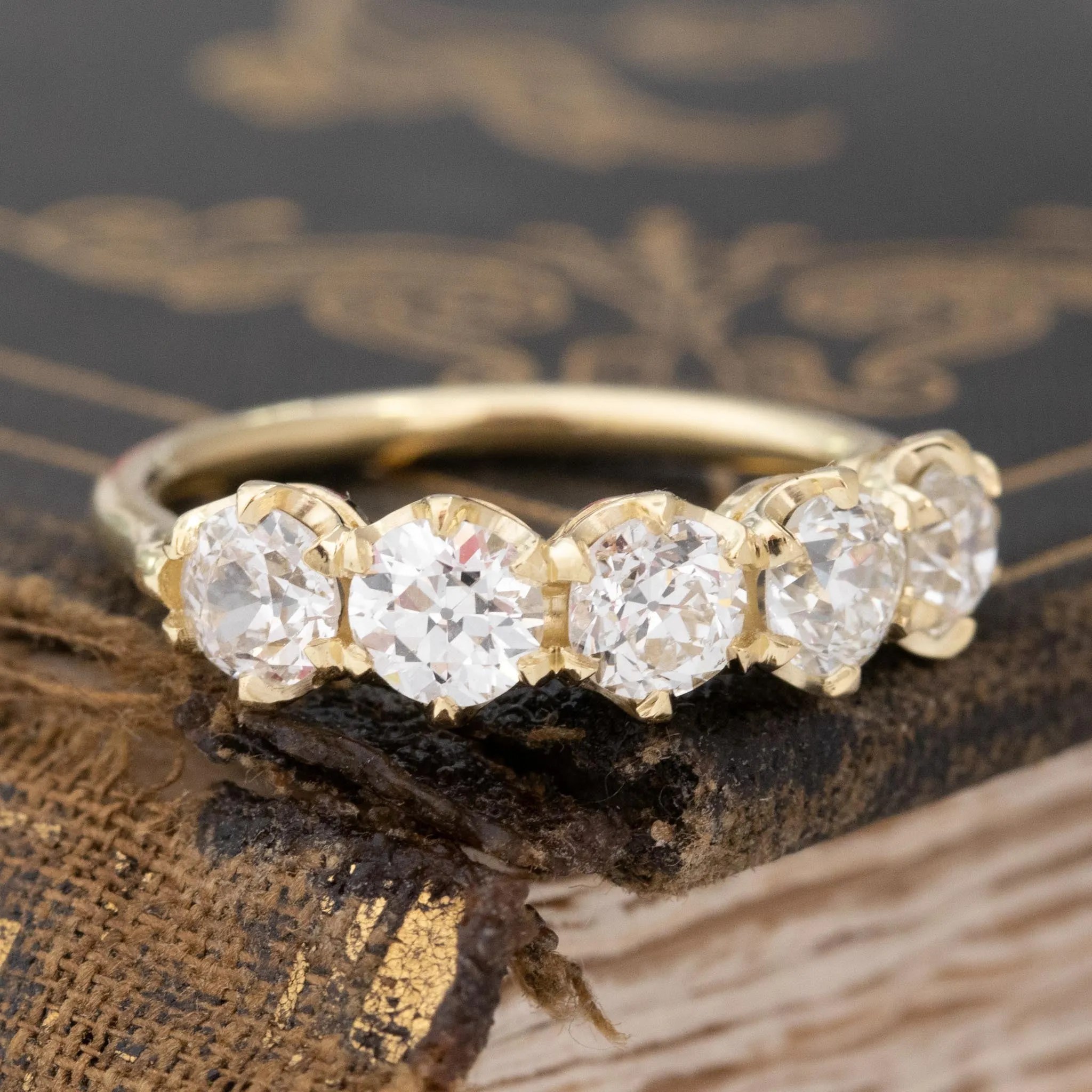 1.53ctw Old European Cut Diamond 5-Stone Band