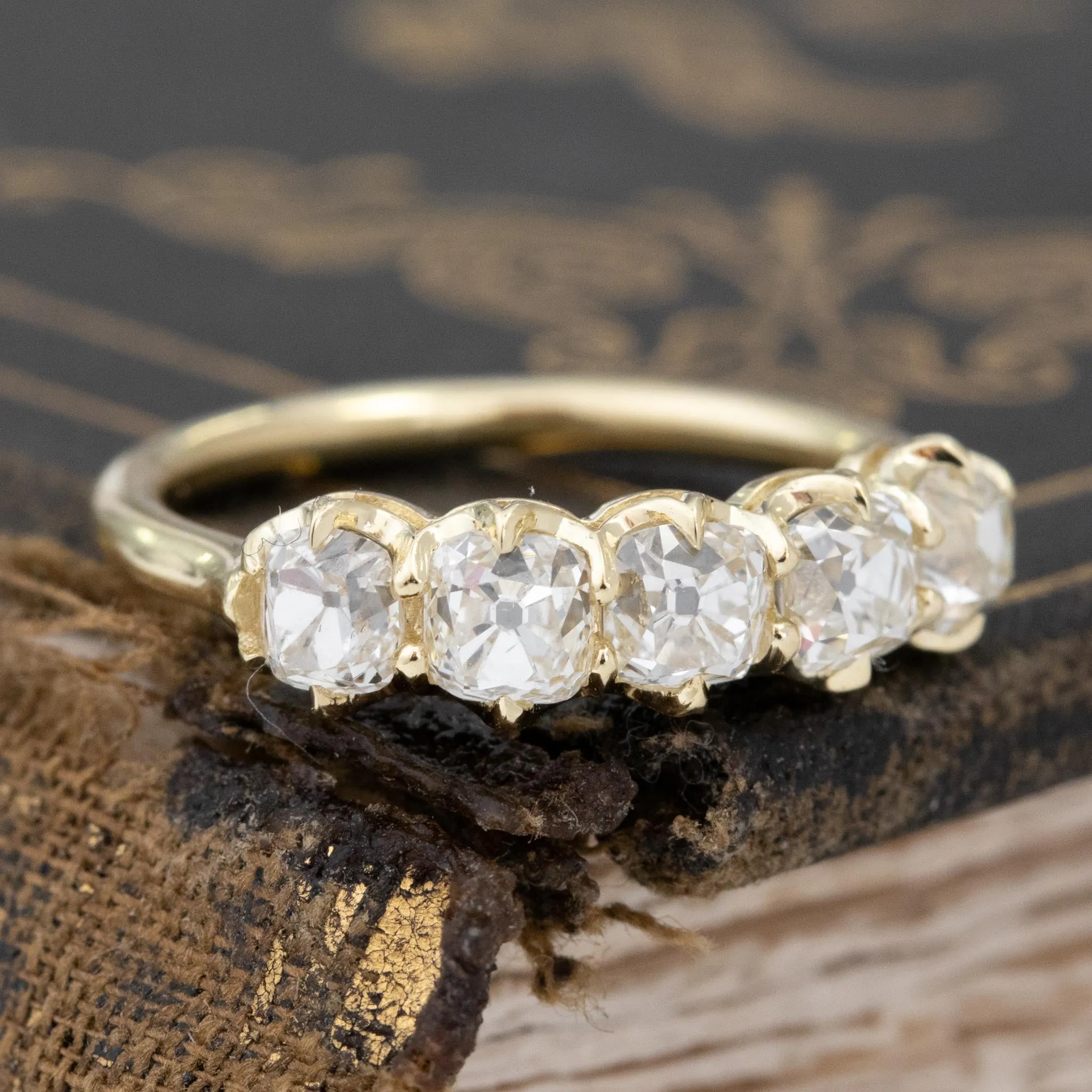 1.58ctw Old Mine Cut Diamond 5-Stone Band