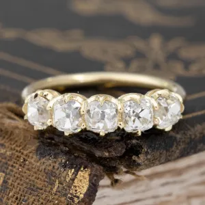 1.58ctw Old Mine Cut Diamond 5-Stone Band