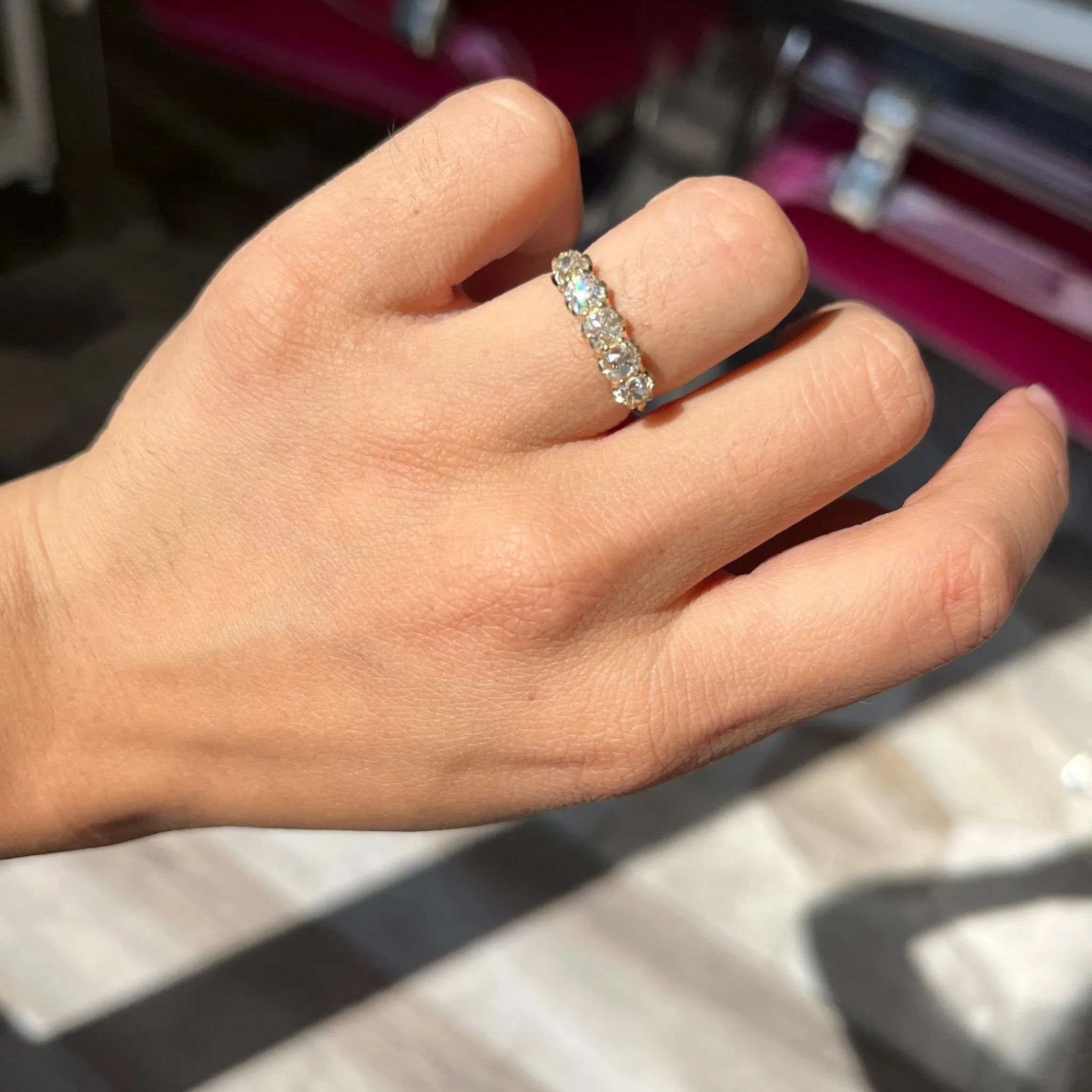 1.58ctw Old Mine Cut Diamond 5-Stone Band