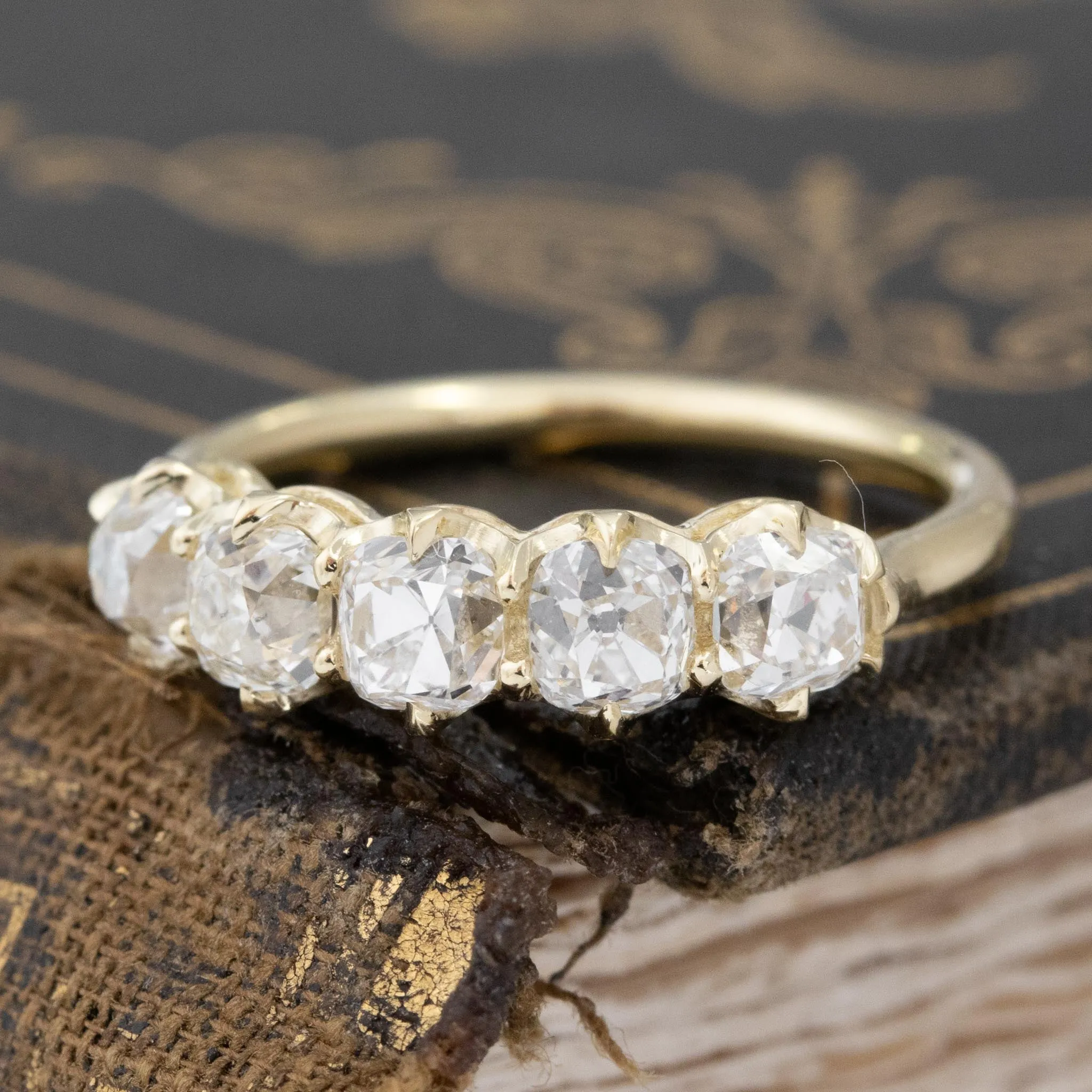 1.59ctw Old Mine Cut Diamond 5-Stone Band