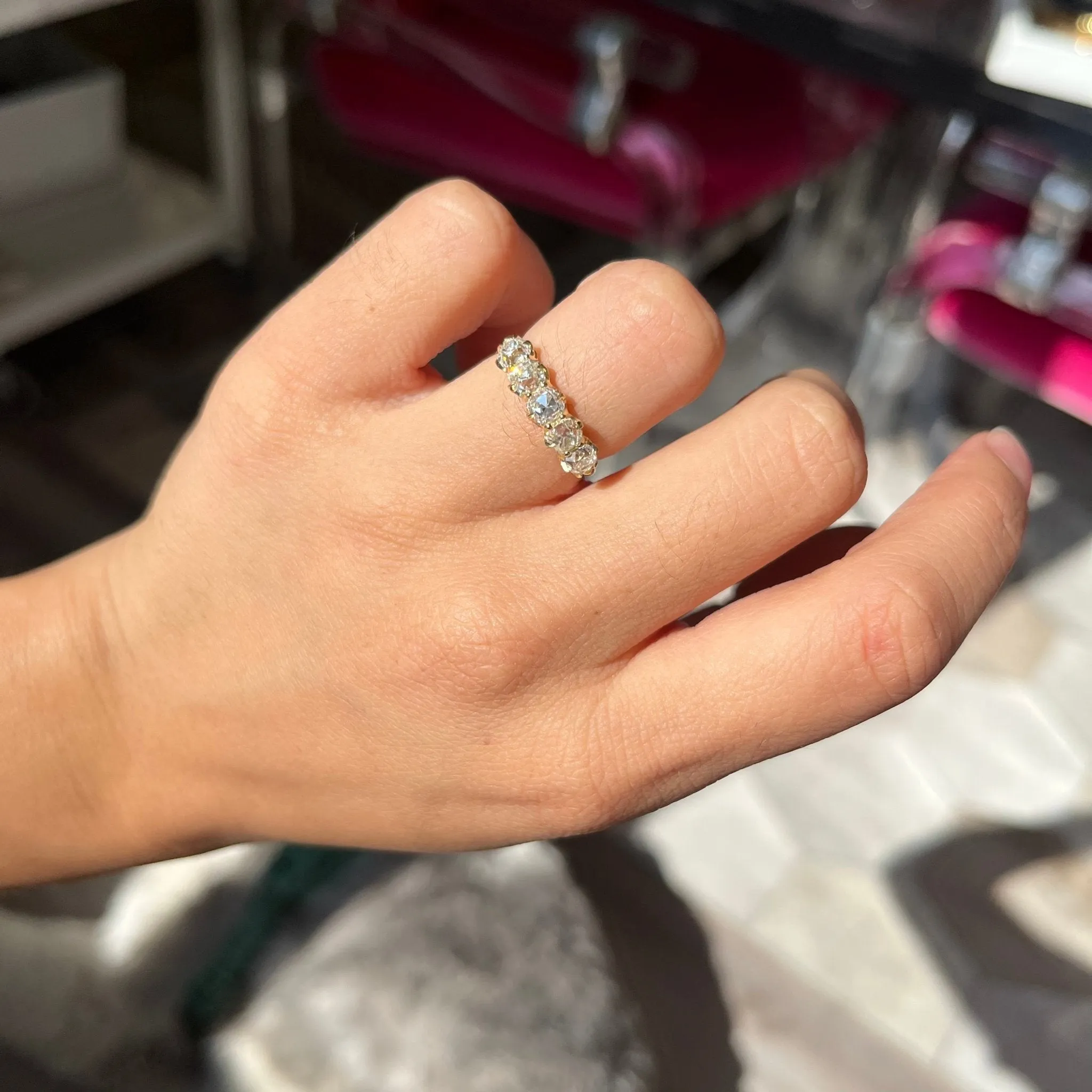 1.59ctw Old Mine Cut Diamond 5-Stone Band