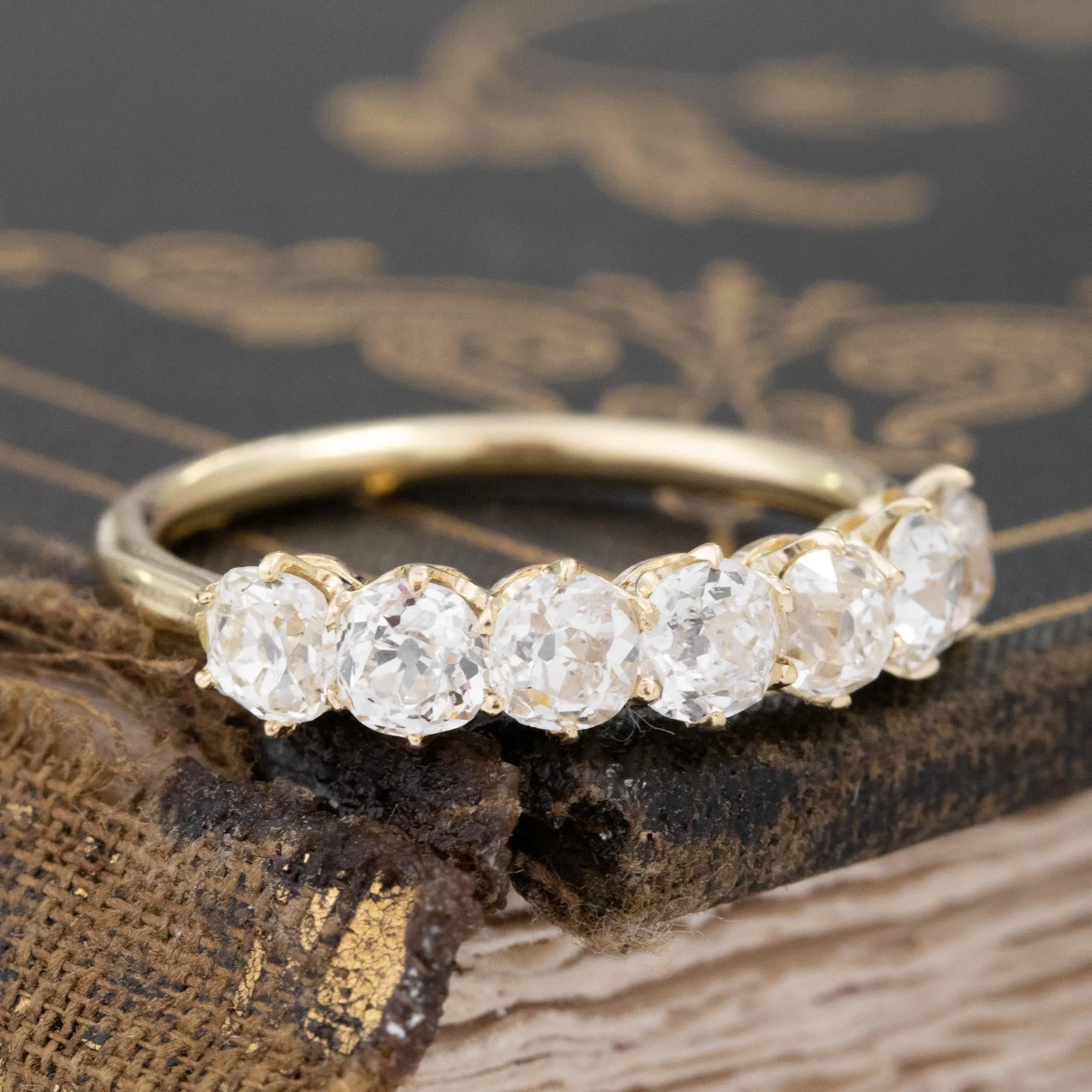 1.59ctw Old Mine Cut Diamond 7-Stone Band