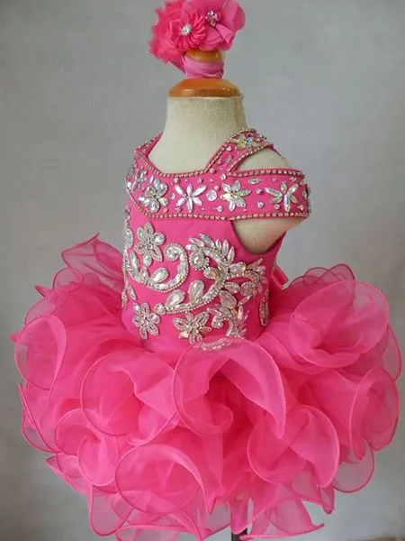 16 Color --- Newborn/Child's Illusion Cupcake Pageant Dress with hair bow
