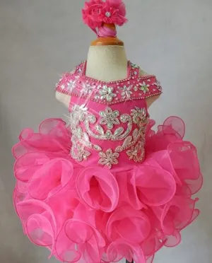 16 Color --- Newborn/Child's Illusion Cupcake Pageant Dress with hair bow