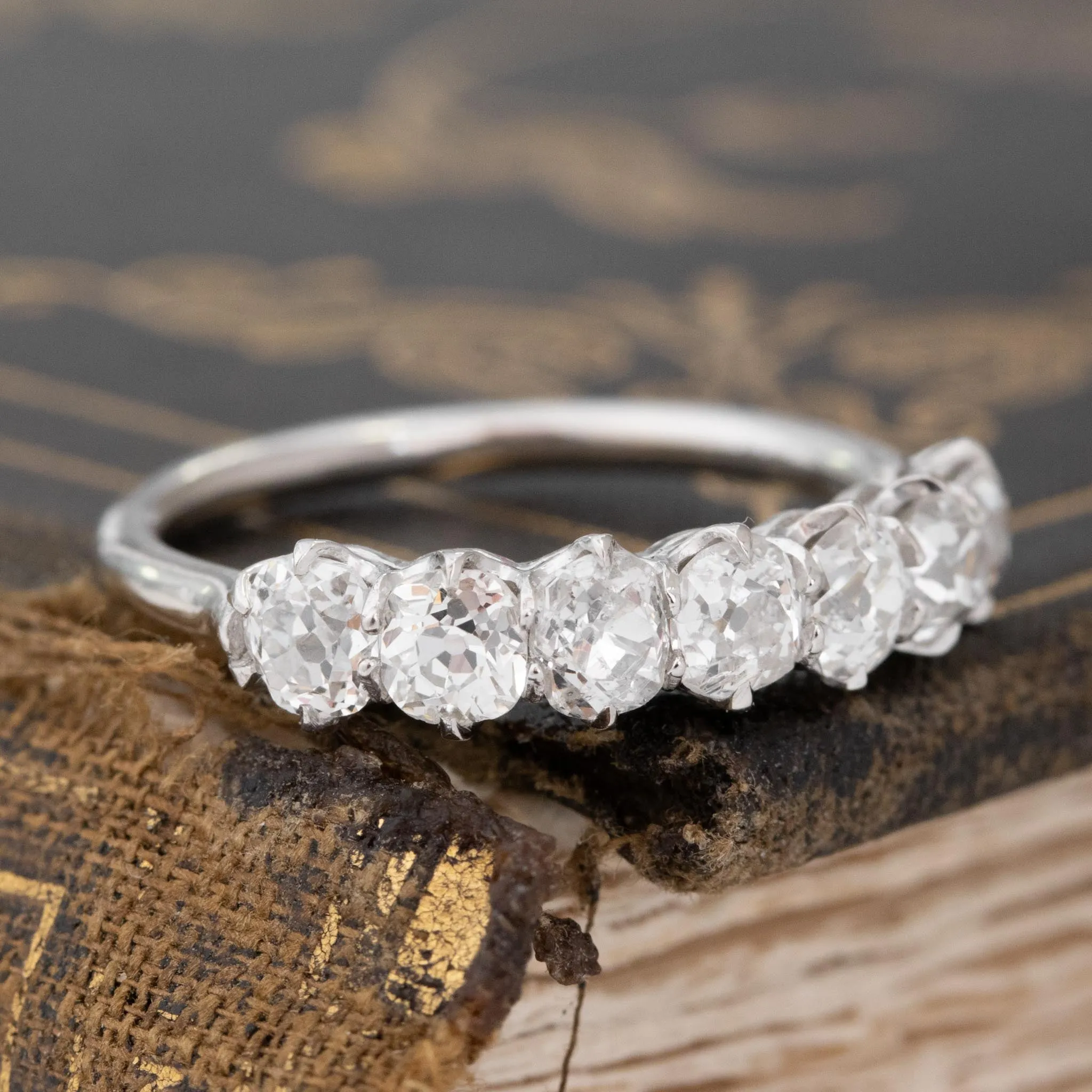 1.60ctw Old Mine Cut Diamond 7-Stone Band