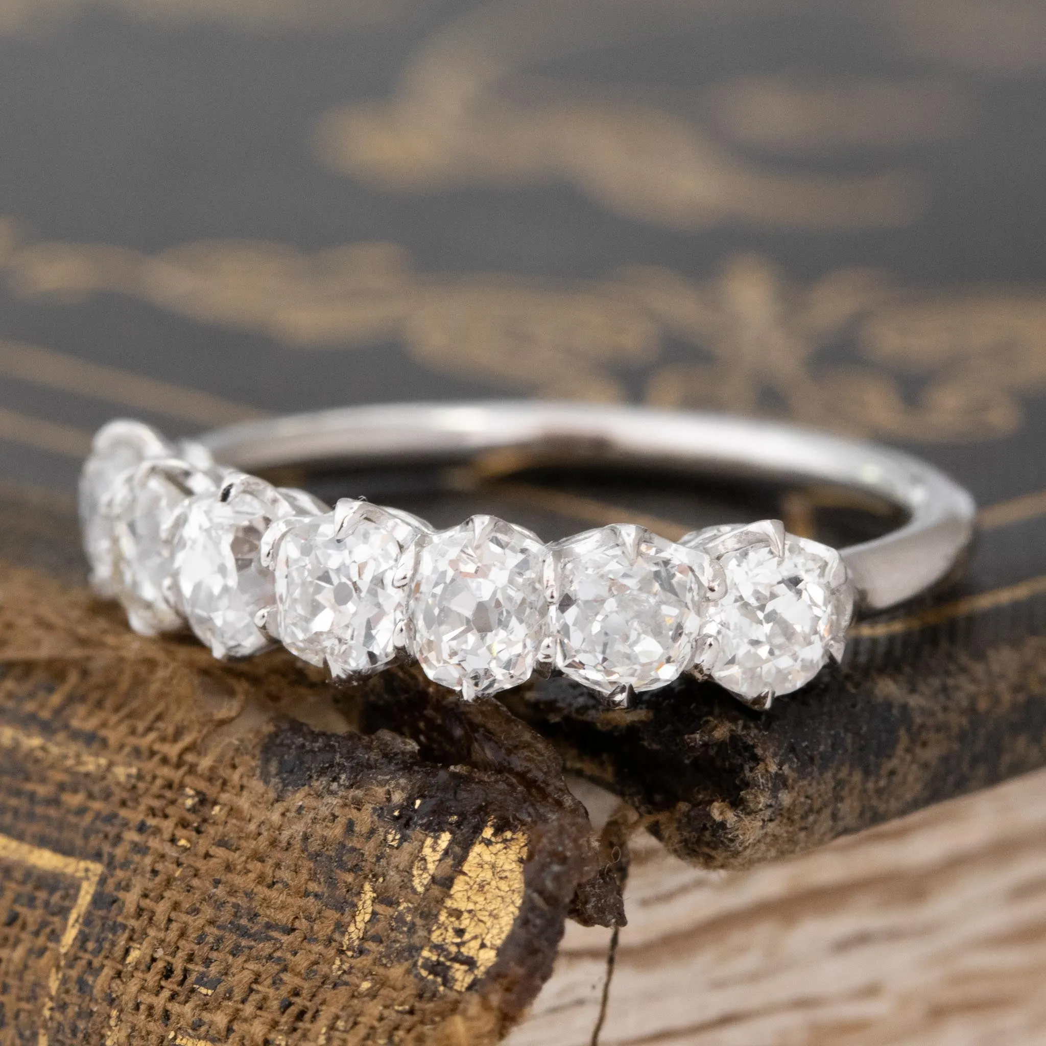 1.60ctw Old Mine Cut Diamond 7-Stone Band