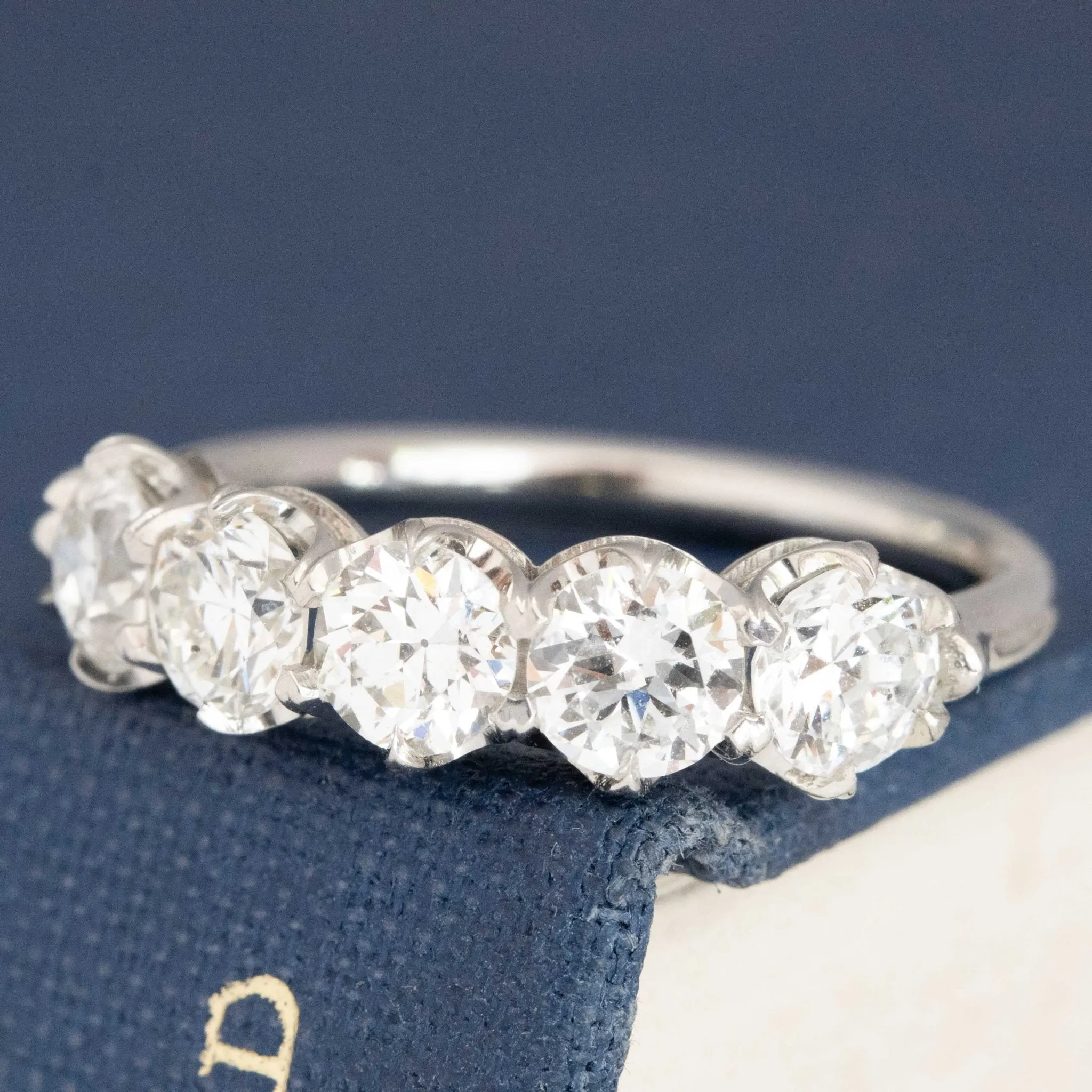 1.61ctw Old European Cut Diamond 5-Stone Band