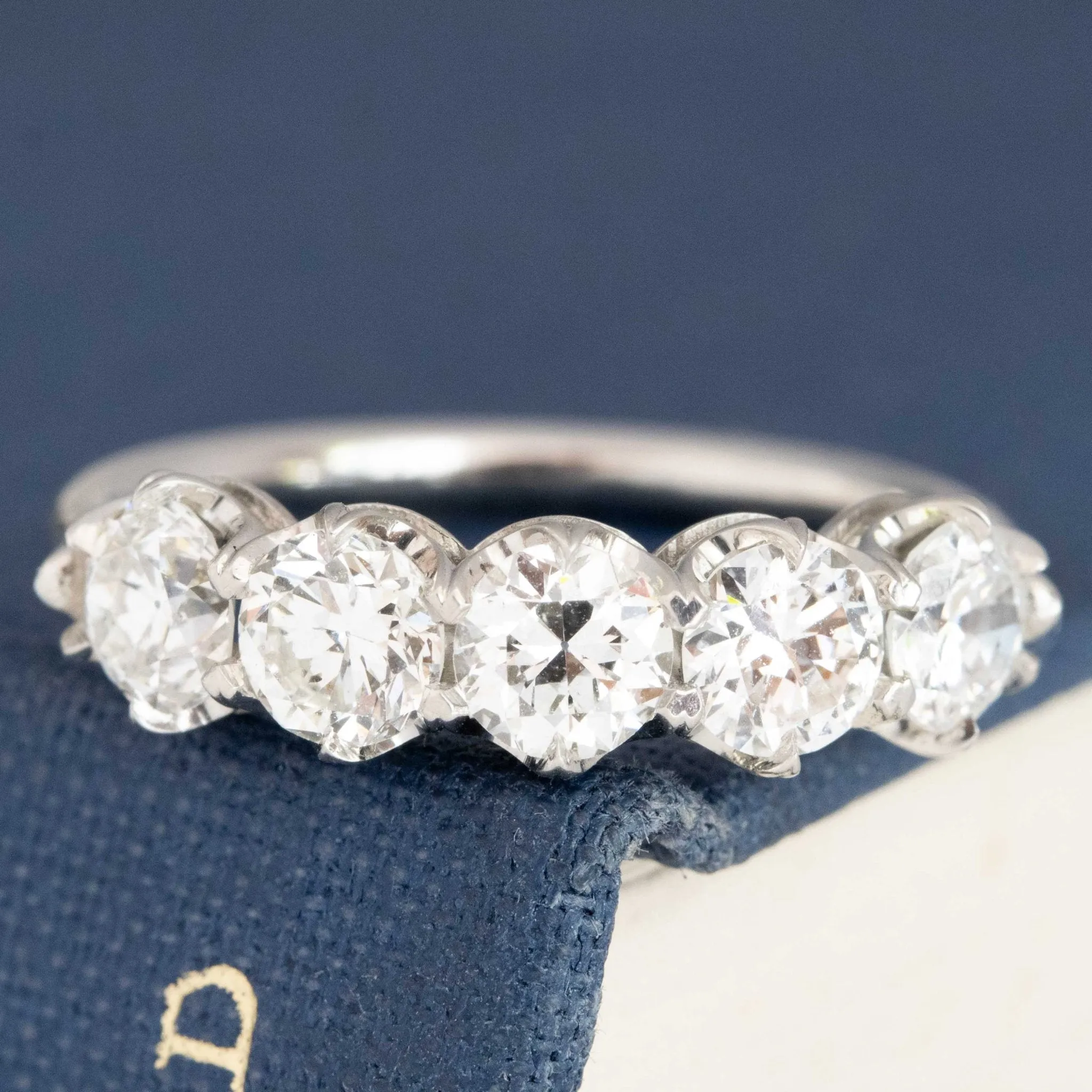1.61ctw Old European Cut Diamond 5-Stone Band