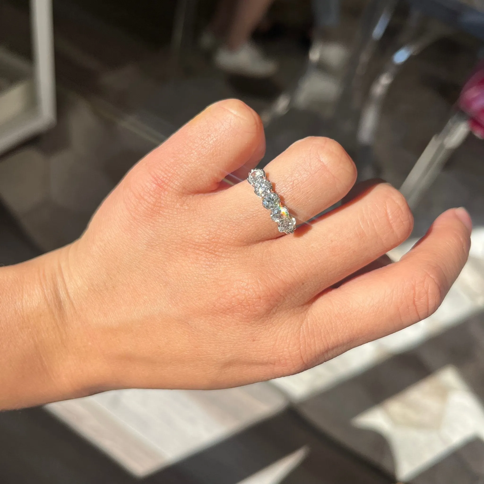 1.61ctw Old European Cut Diamond 5-Stone Band