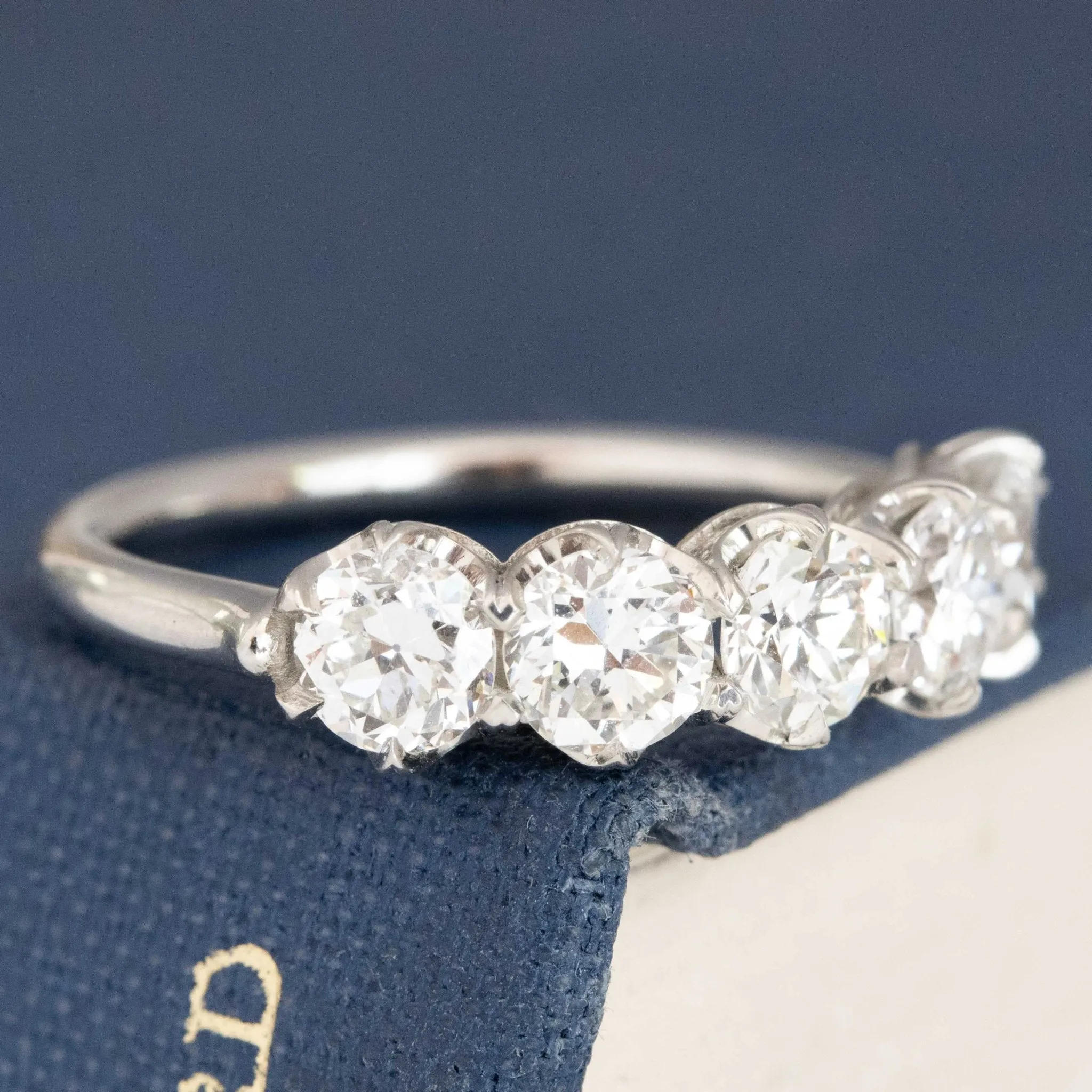 1.61ctw Old European Cut Diamond 5-Stone Band