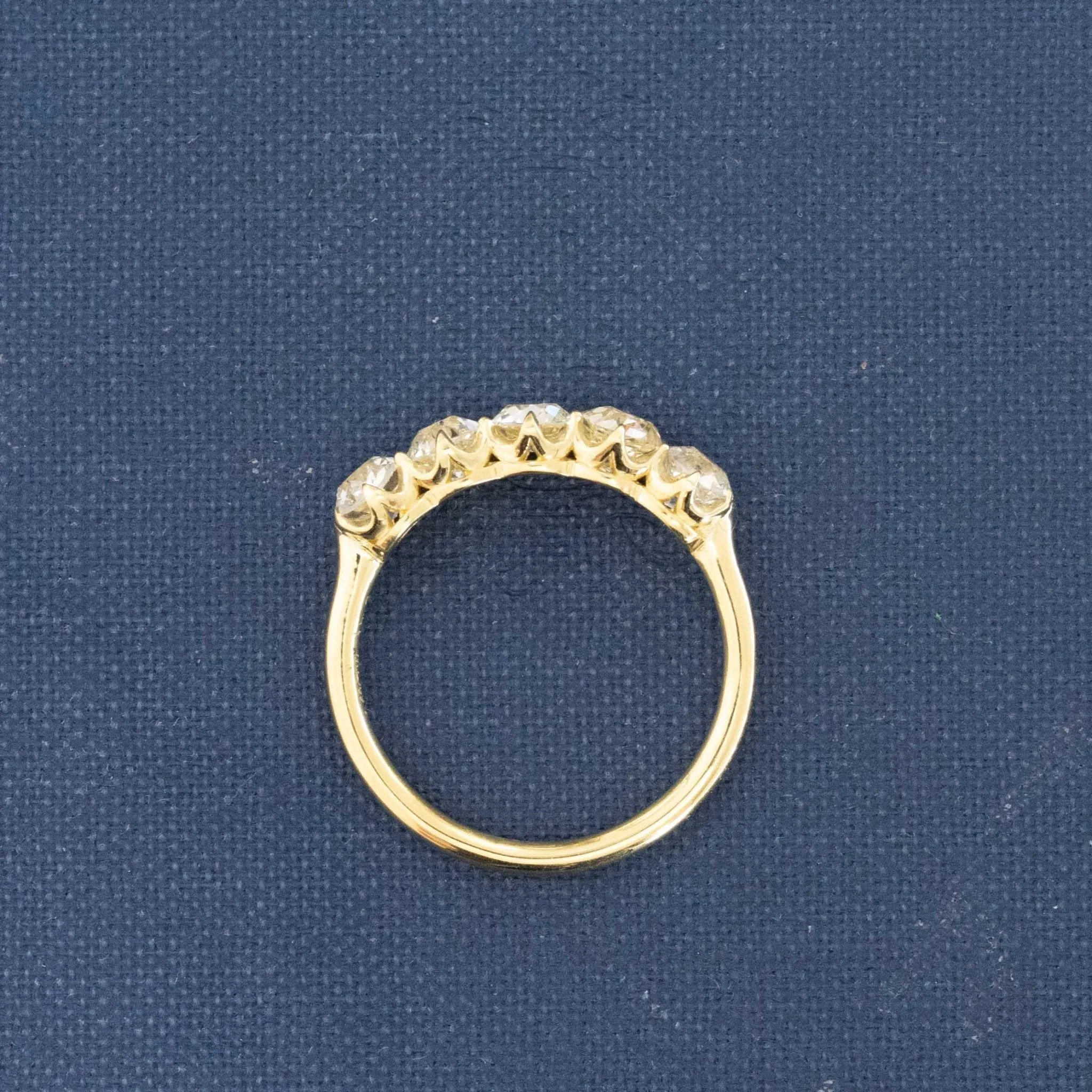 1.69ctw Old European Cut Diamond 5-Stone Half-Hoop Band