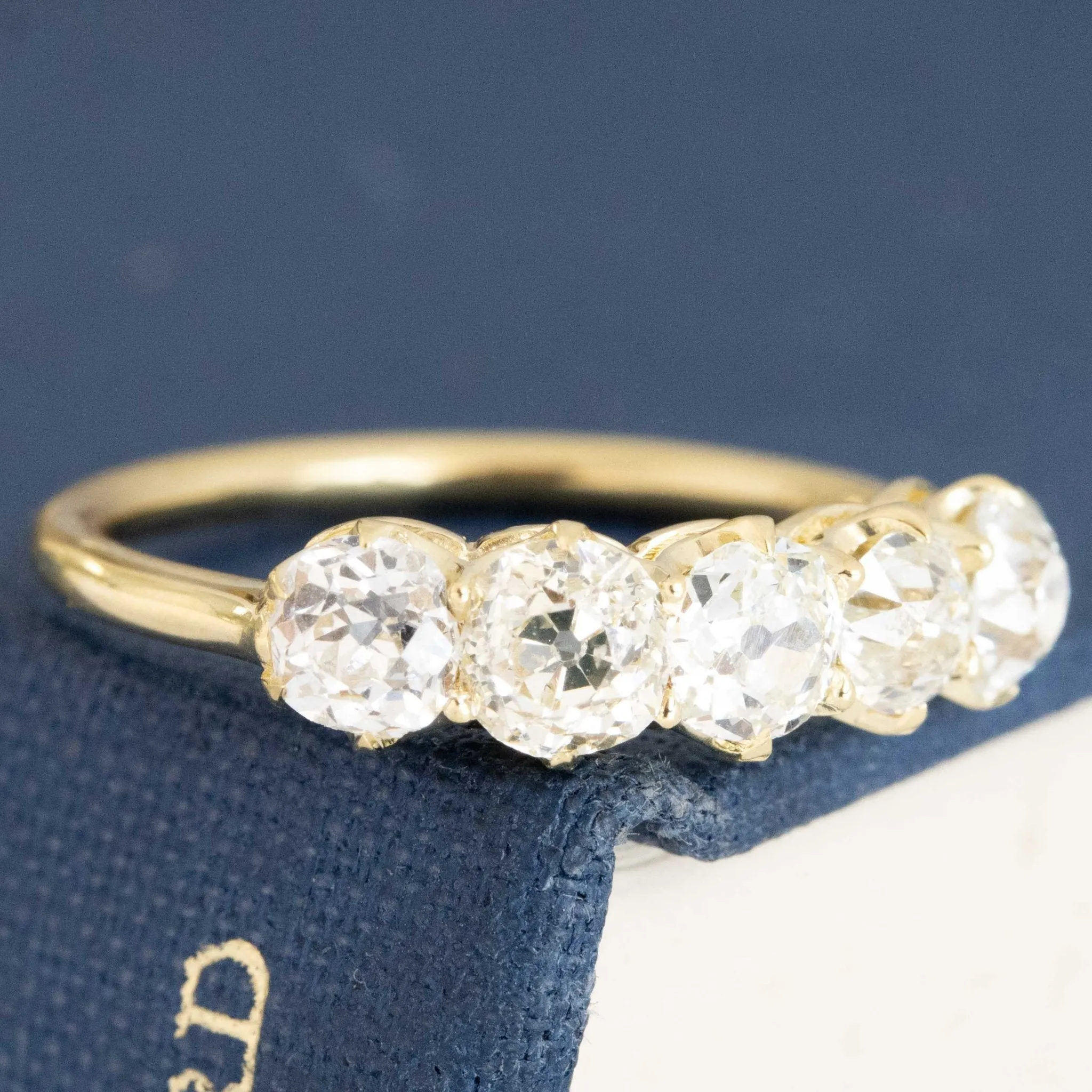 1.69ctw Old European Cut Diamond 5-Stone Half-Hoop Band