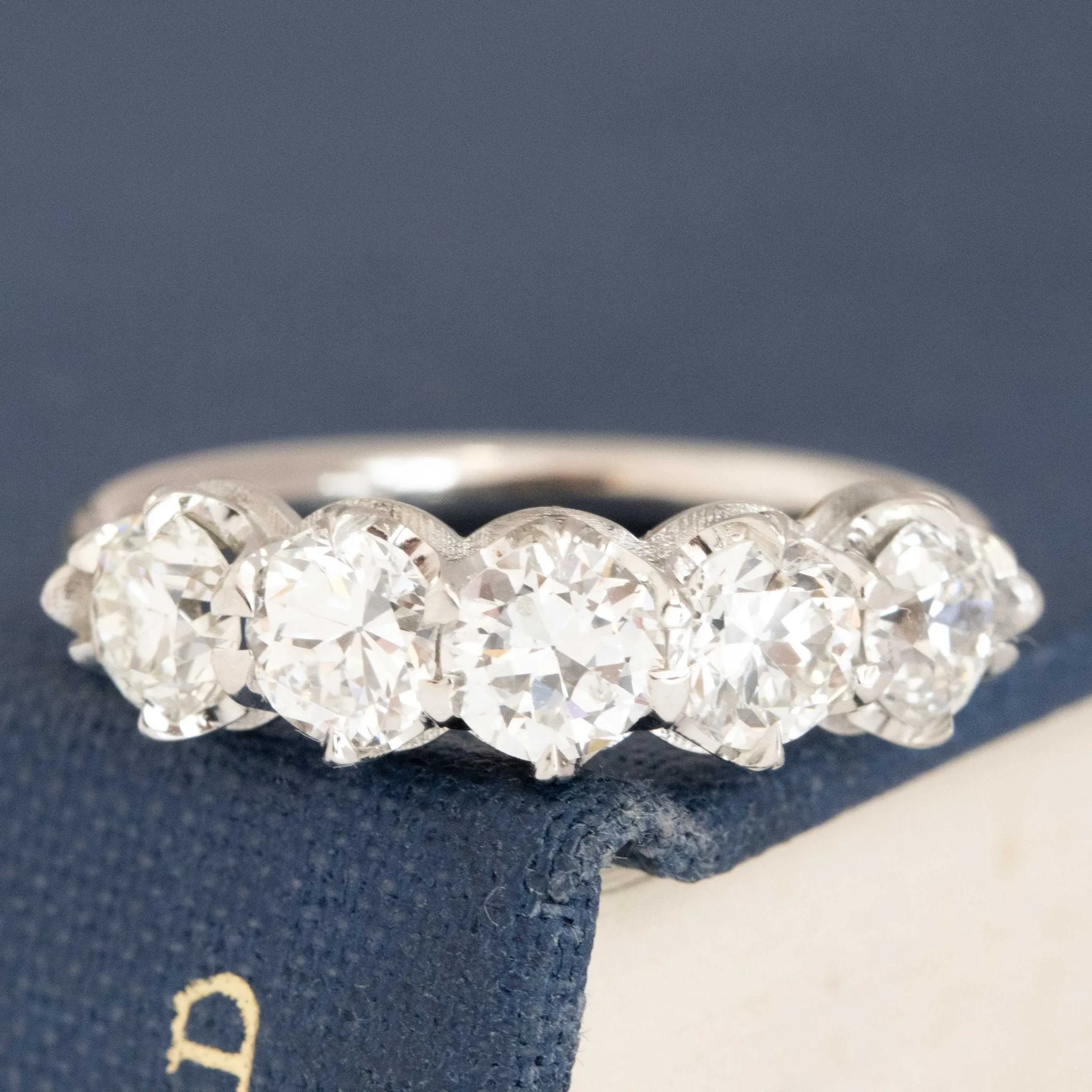 1.70ctw Old European Cut Diamond 5-Stone Half-Hoop Band