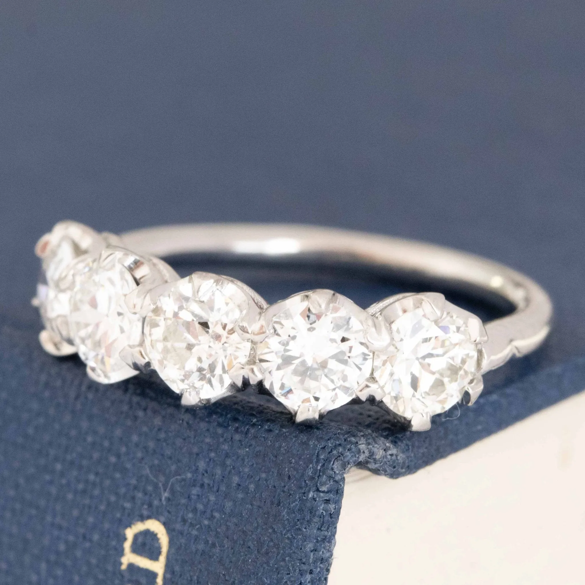 1.71ctw Old European Cut Diamond 5-Stone Band