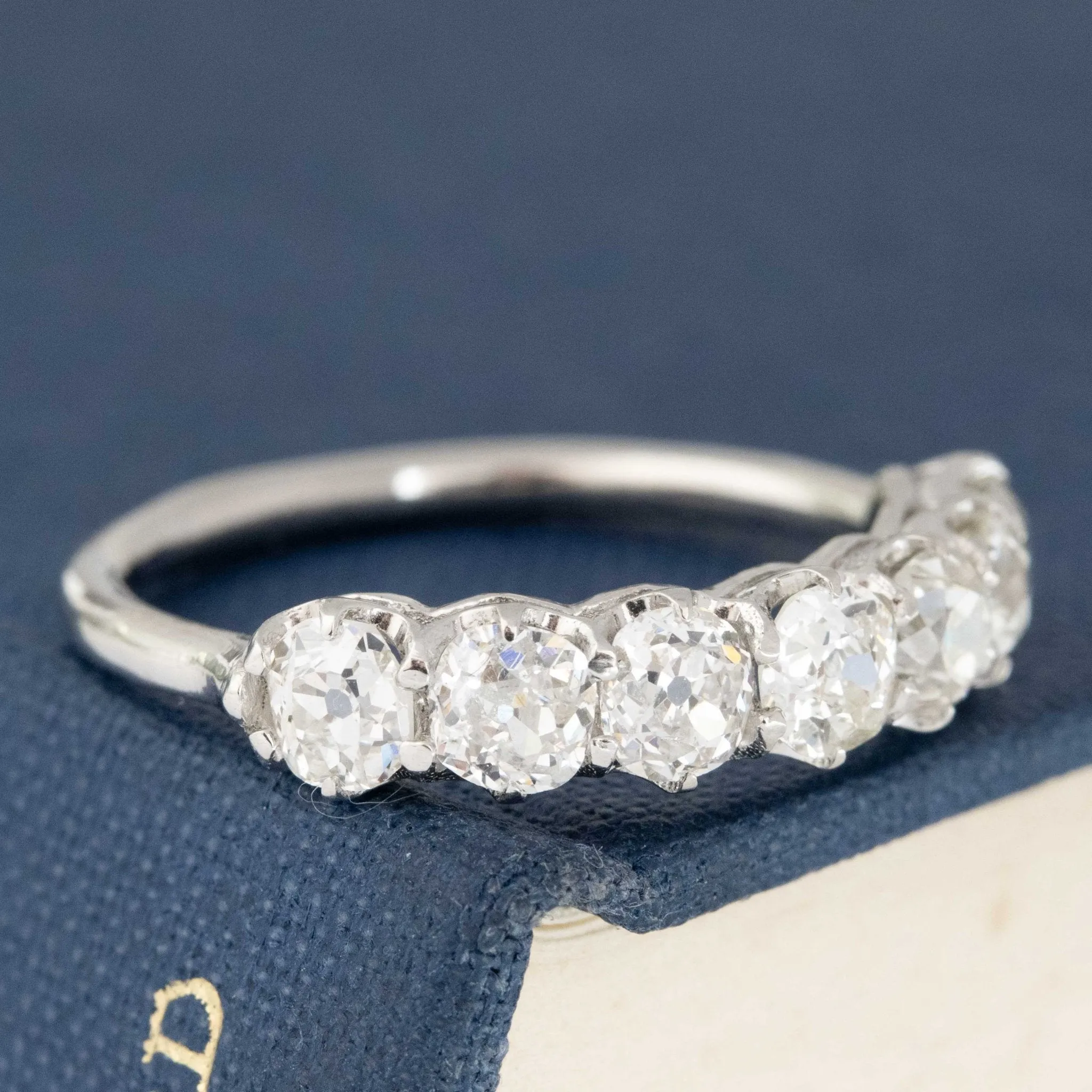 1.72ctw Old Mine Cut Diamond 7-Stone Half-Hoop Band