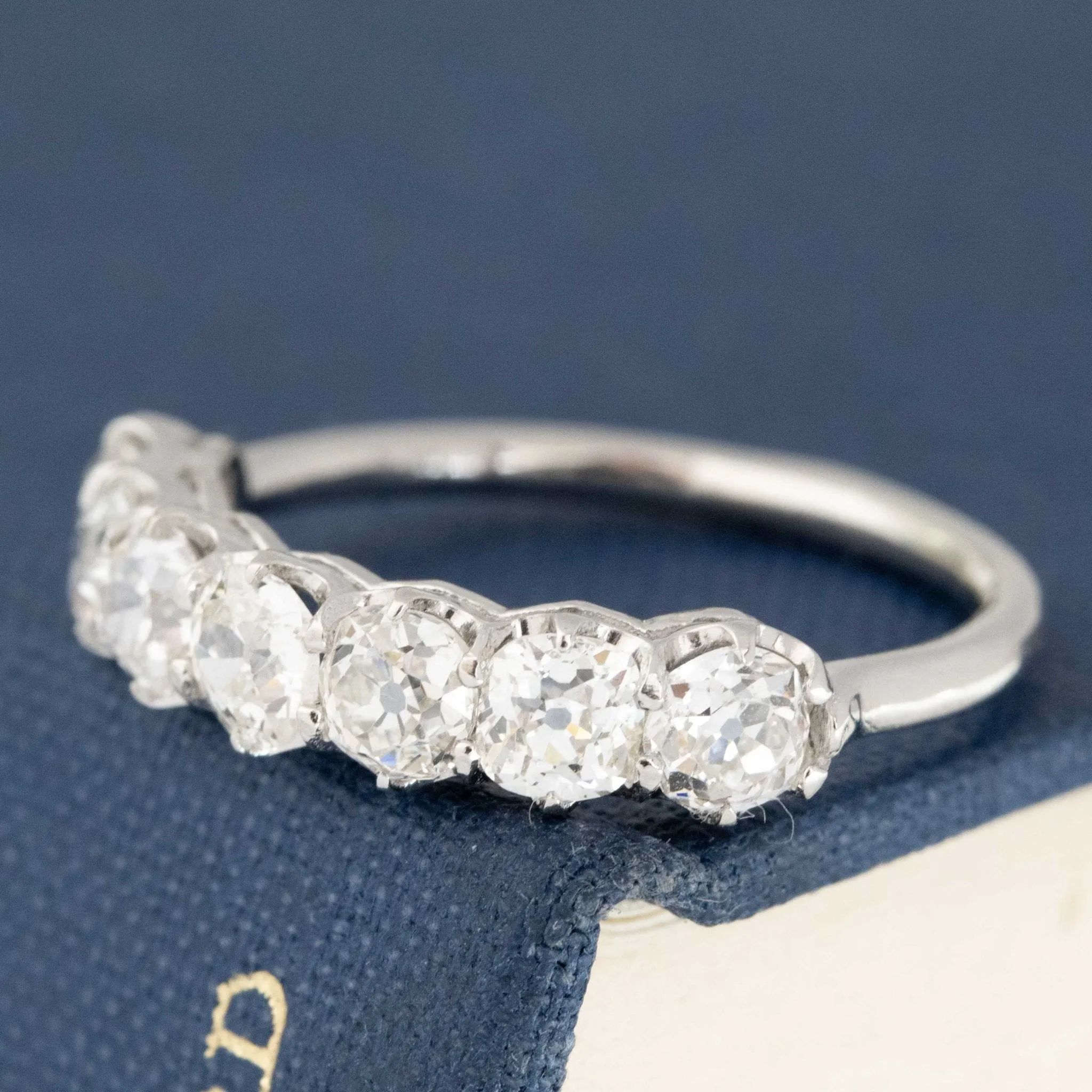 1.72ctw Old Mine Cut Diamond 7-Stone Half-Hoop Band