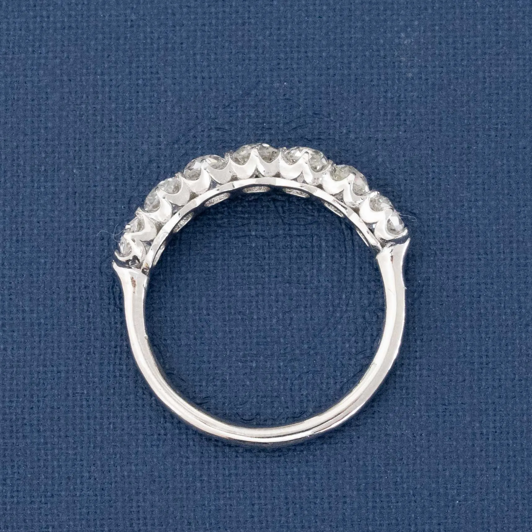 1.72ctw Old Mine Cut Diamond 7-Stone Half-Hoop Band
