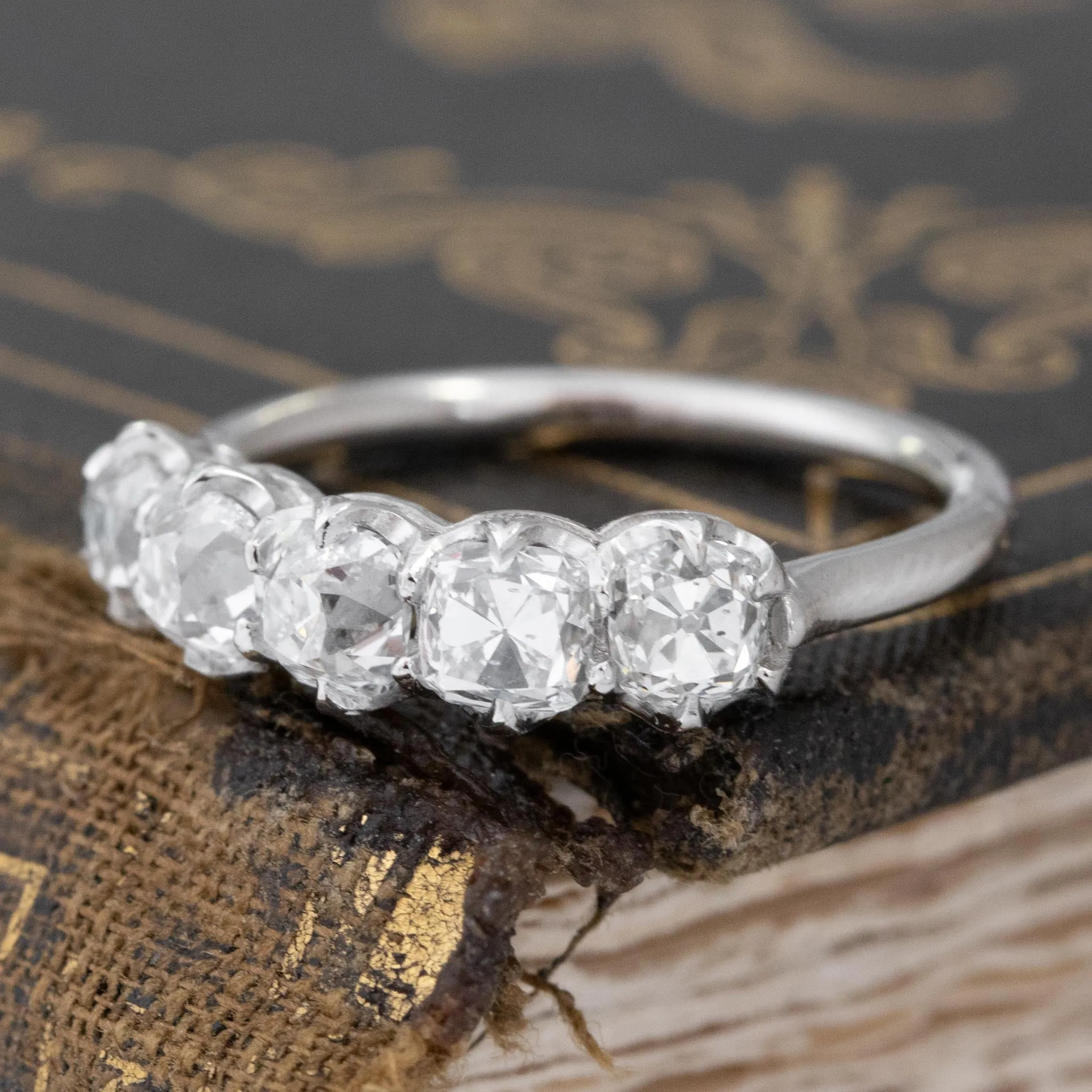 1.75ctw Old Mine Cut Diamond 5-Stone Band