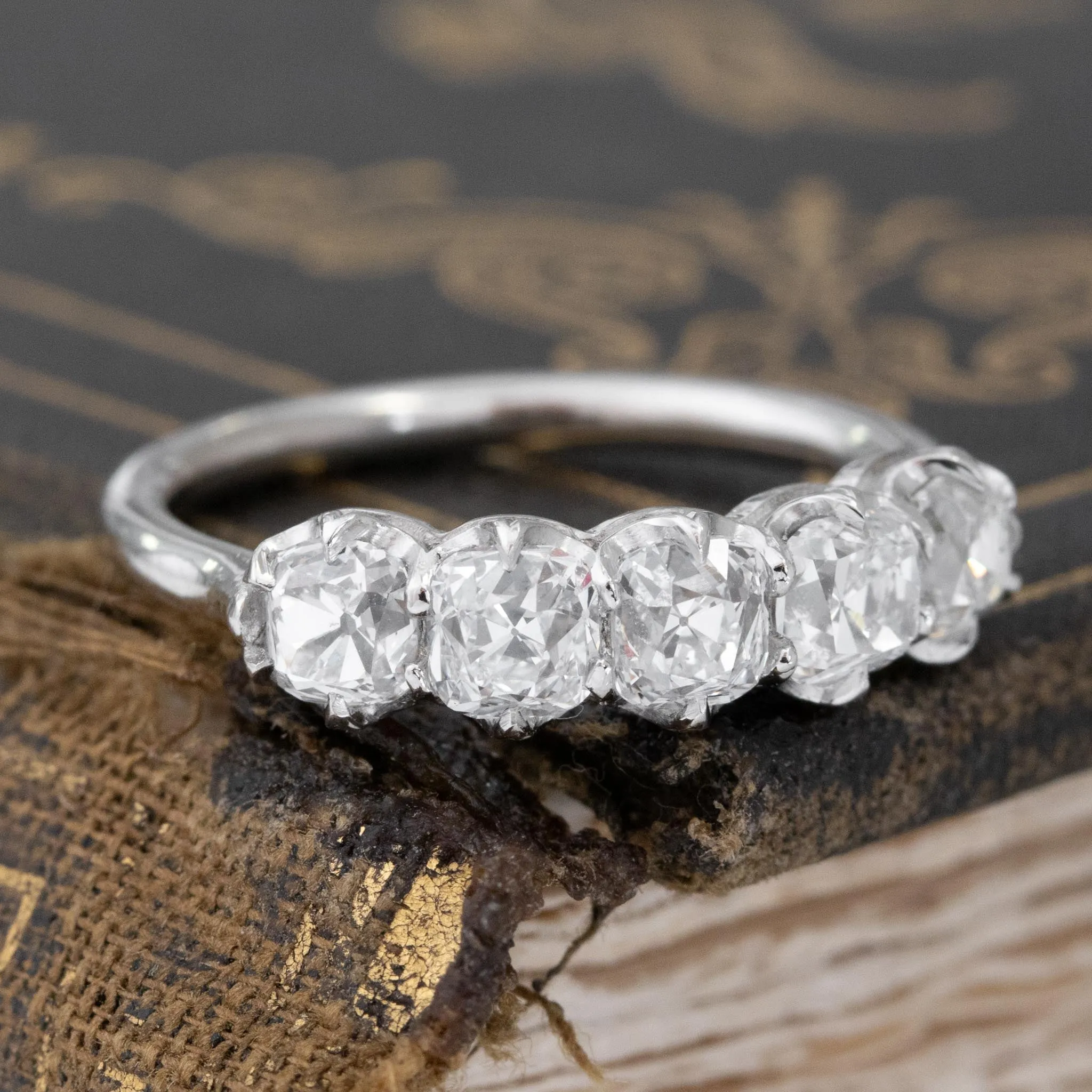 1.75ctw Old Mine Cut Diamond 5-Stone Band