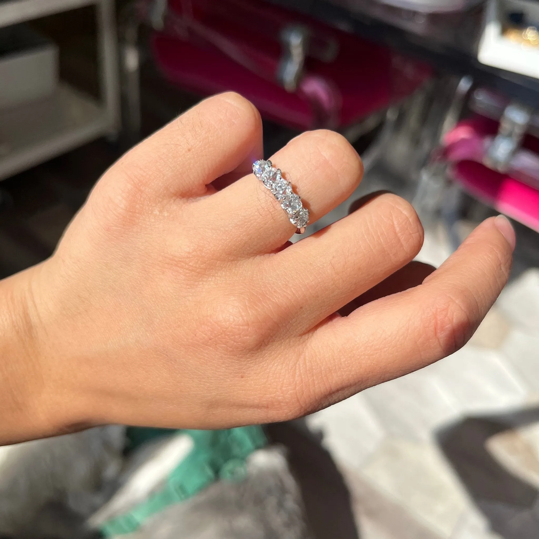 1.75ctw Old Mine Cut Diamond 5-Stone Band