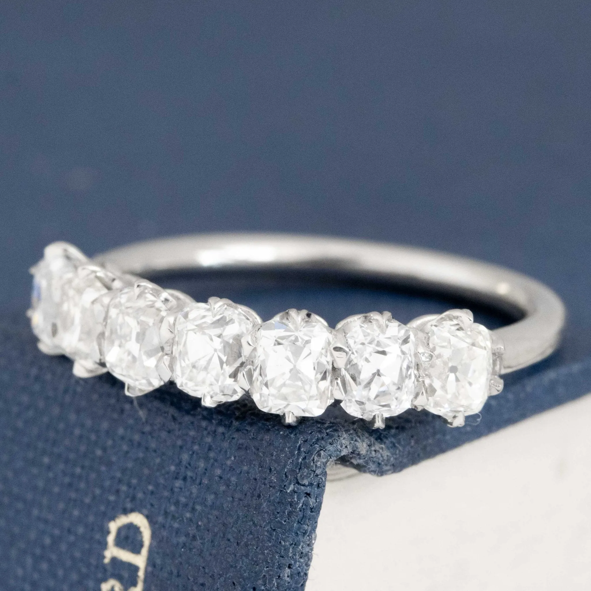 1.77ctw Old Mine Cut Diamond Half-Hoop Band