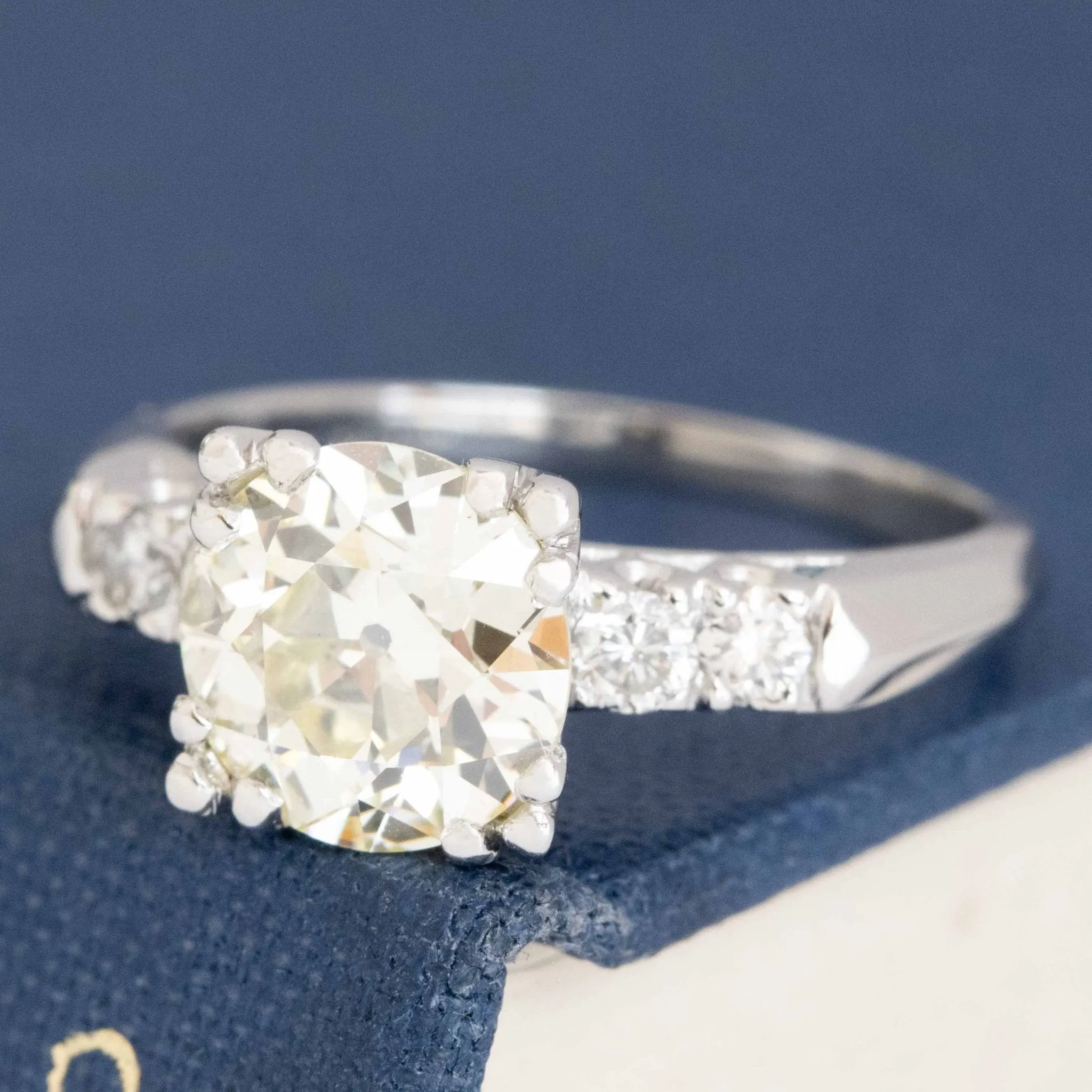 1.81ct Old European Cut Diamond Midcentury Ring, GIA