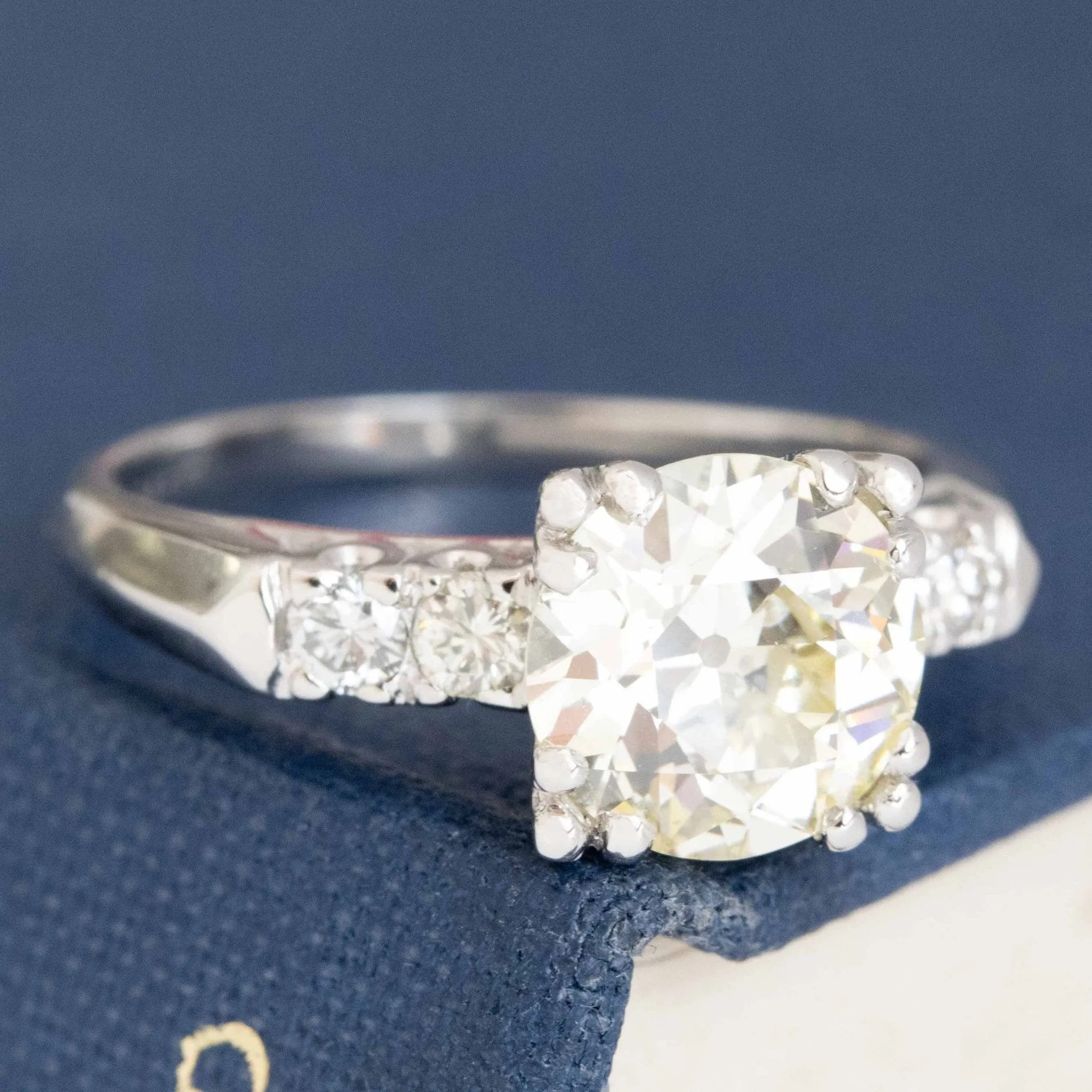 1.81ct Old European Cut Diamond Midcentury Ring, GIA