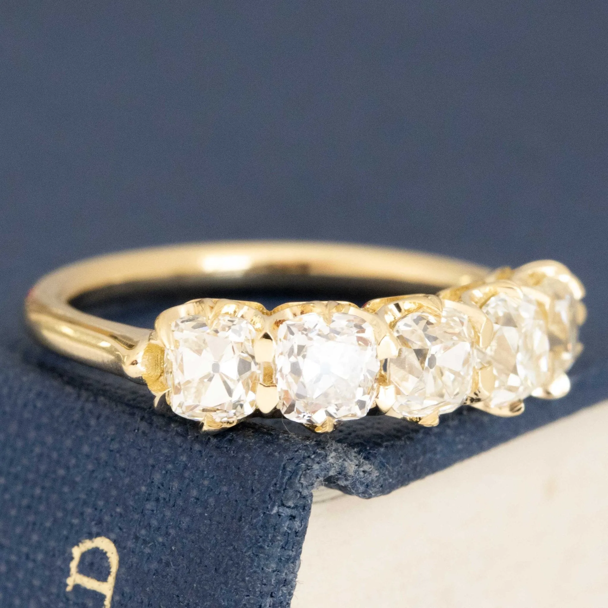 1.82ctw Old Mine Cut Diamond 5-Stone Band