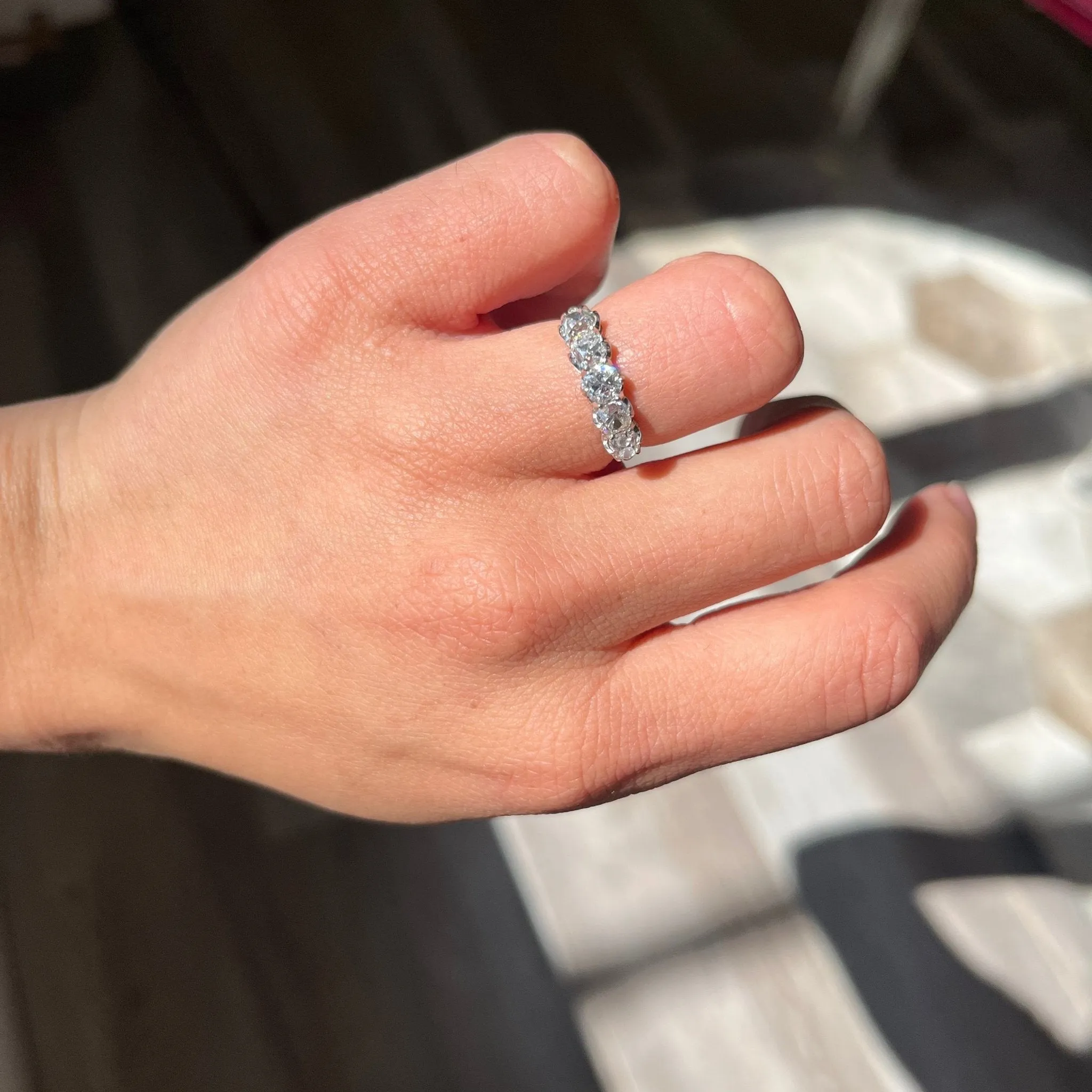 1.82ctw Old Mine Cut Diamond 5-Stone Band