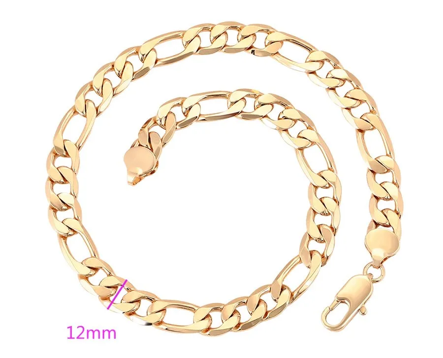18K Gold Plated Figaro Chain Necklace