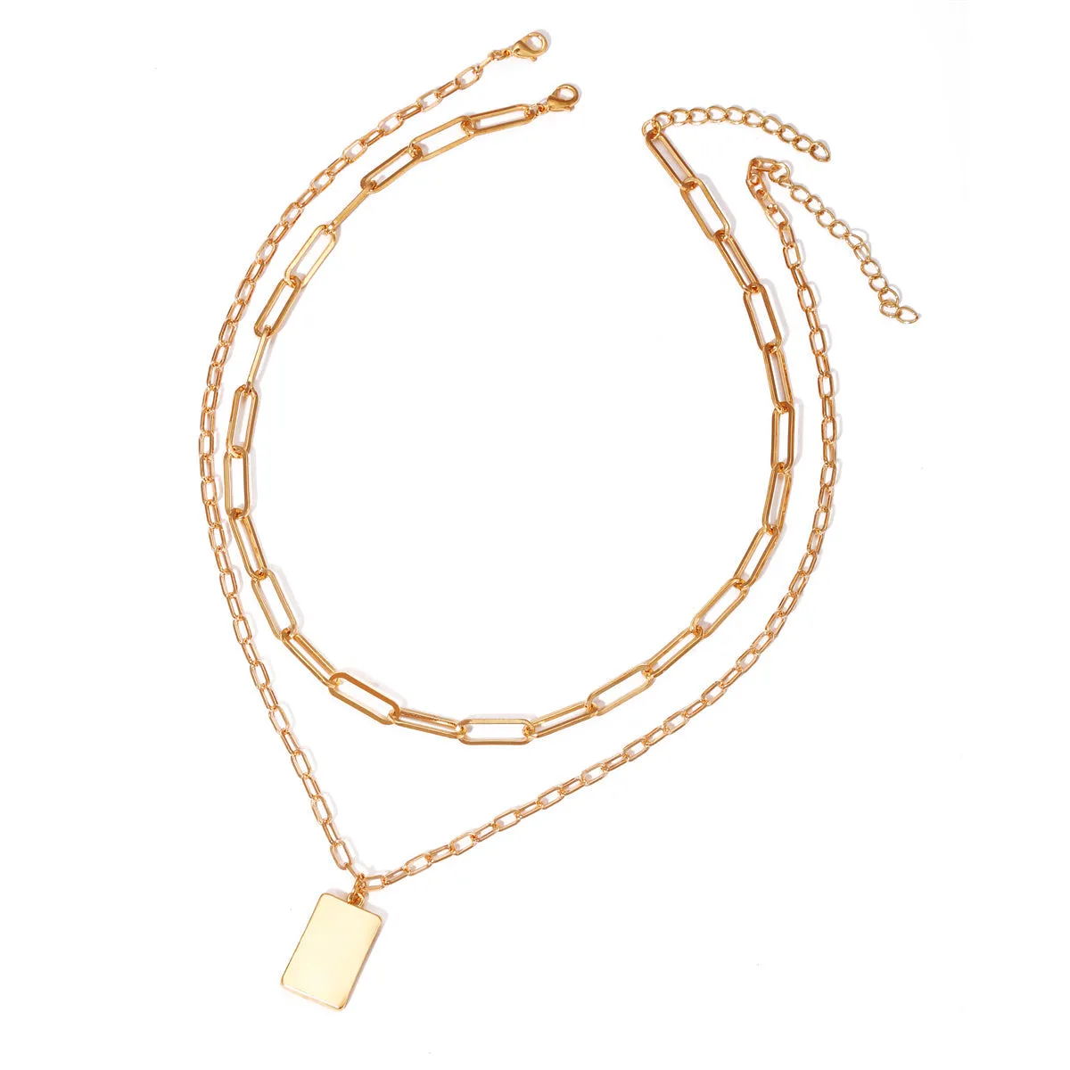 18K Gold-Plated Tag Pendant Necklace Set