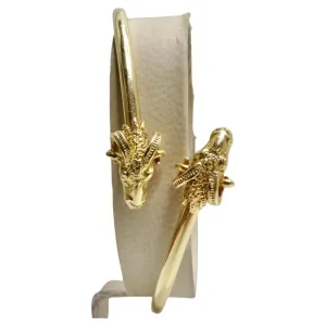 18K Solid Gold 1960s Ram Head Cuff Bracelet
