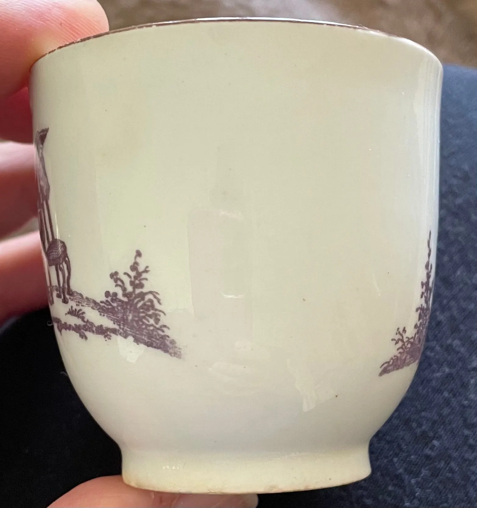 18th Century Bow Porcelain Printed Coffee Cup